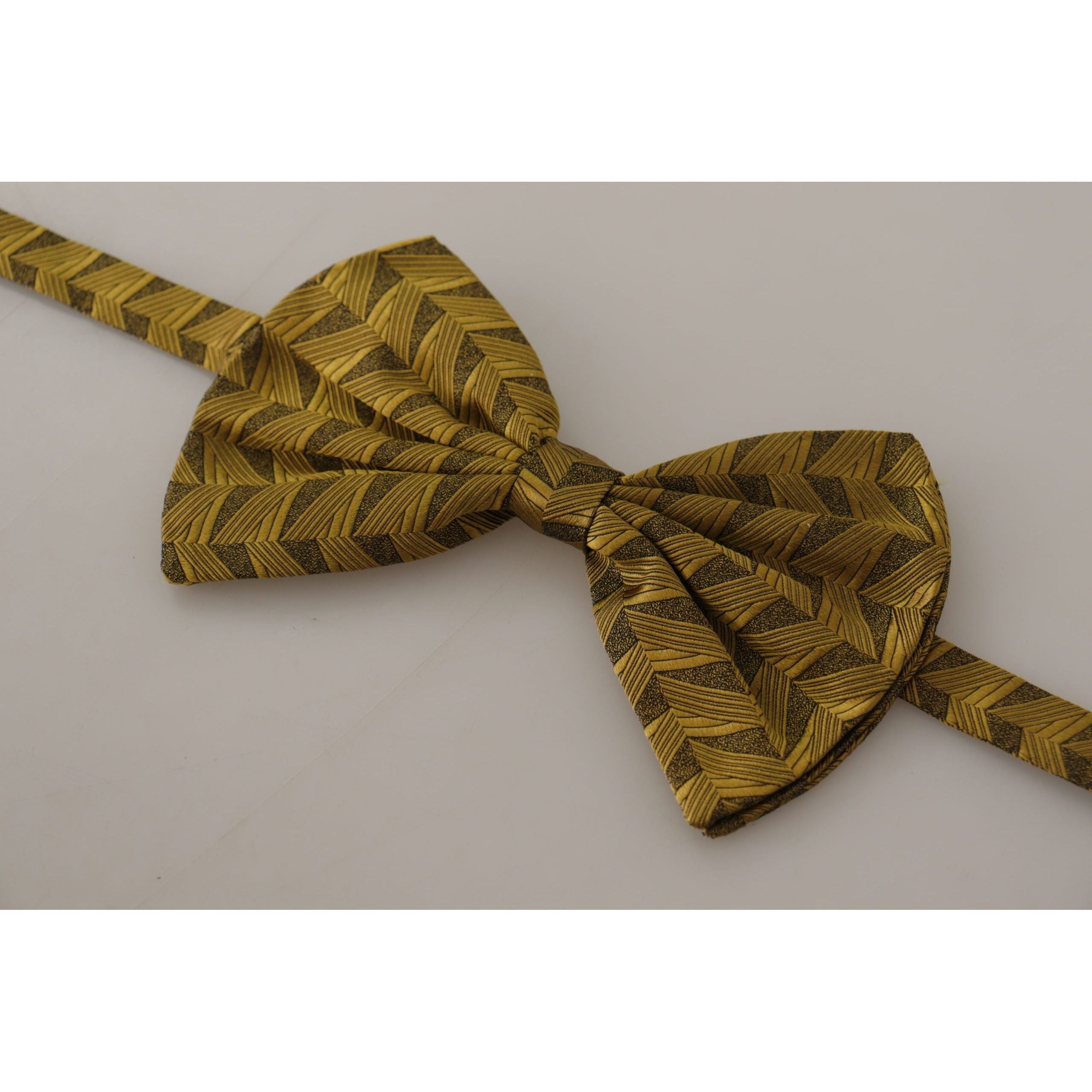Dolce & Gabbana Gold Silk Bow Tie for Timeless Style