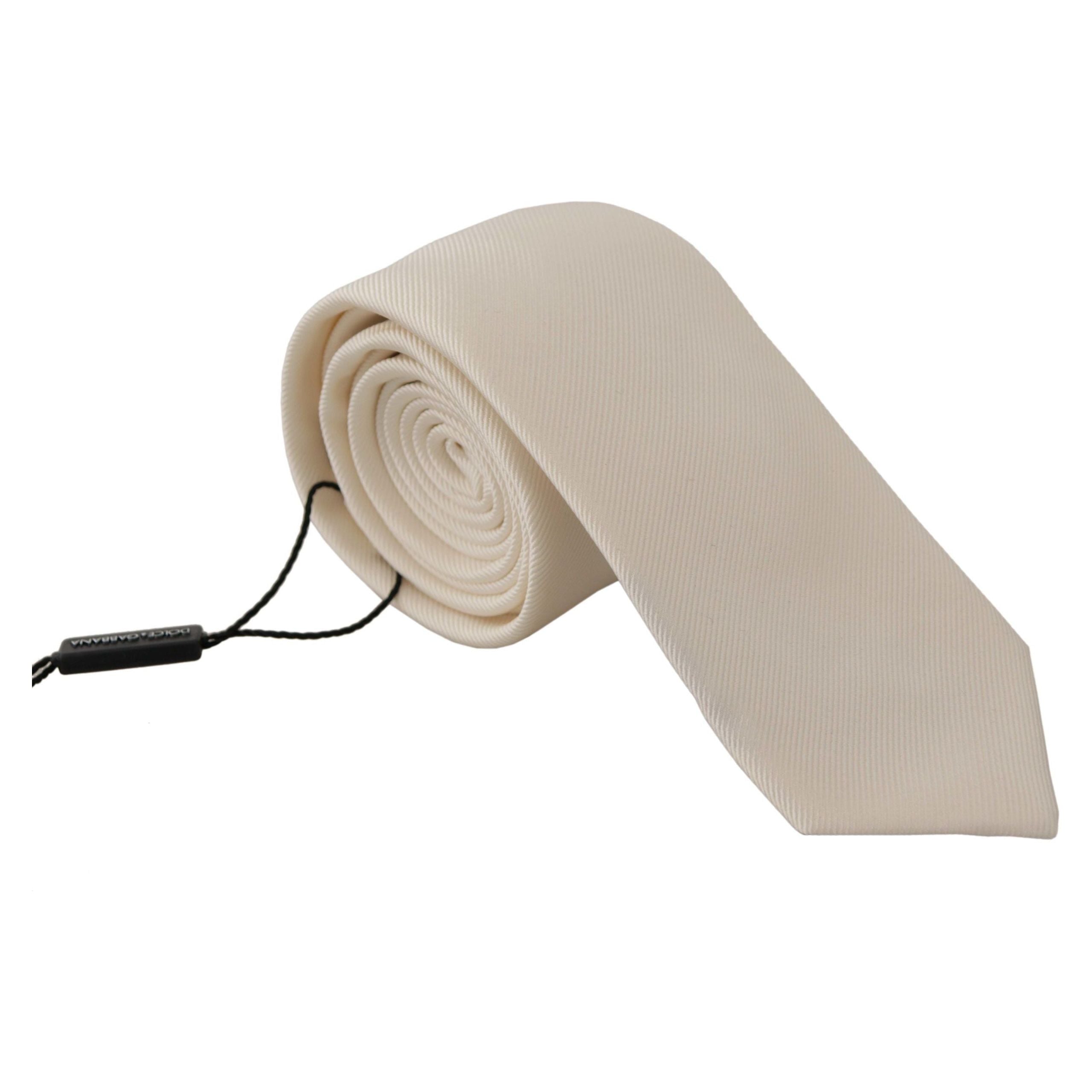 Dolce & Gabbana Elegant White Silk Tie for Timeless Style