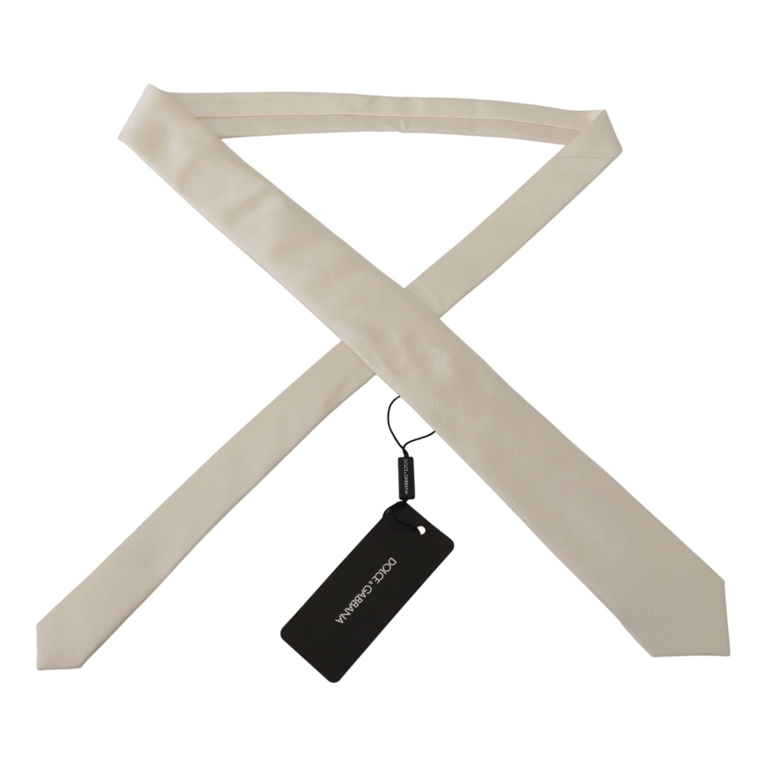 Dolce & Gabbana Elegant White Silk Tie for Timeless Style