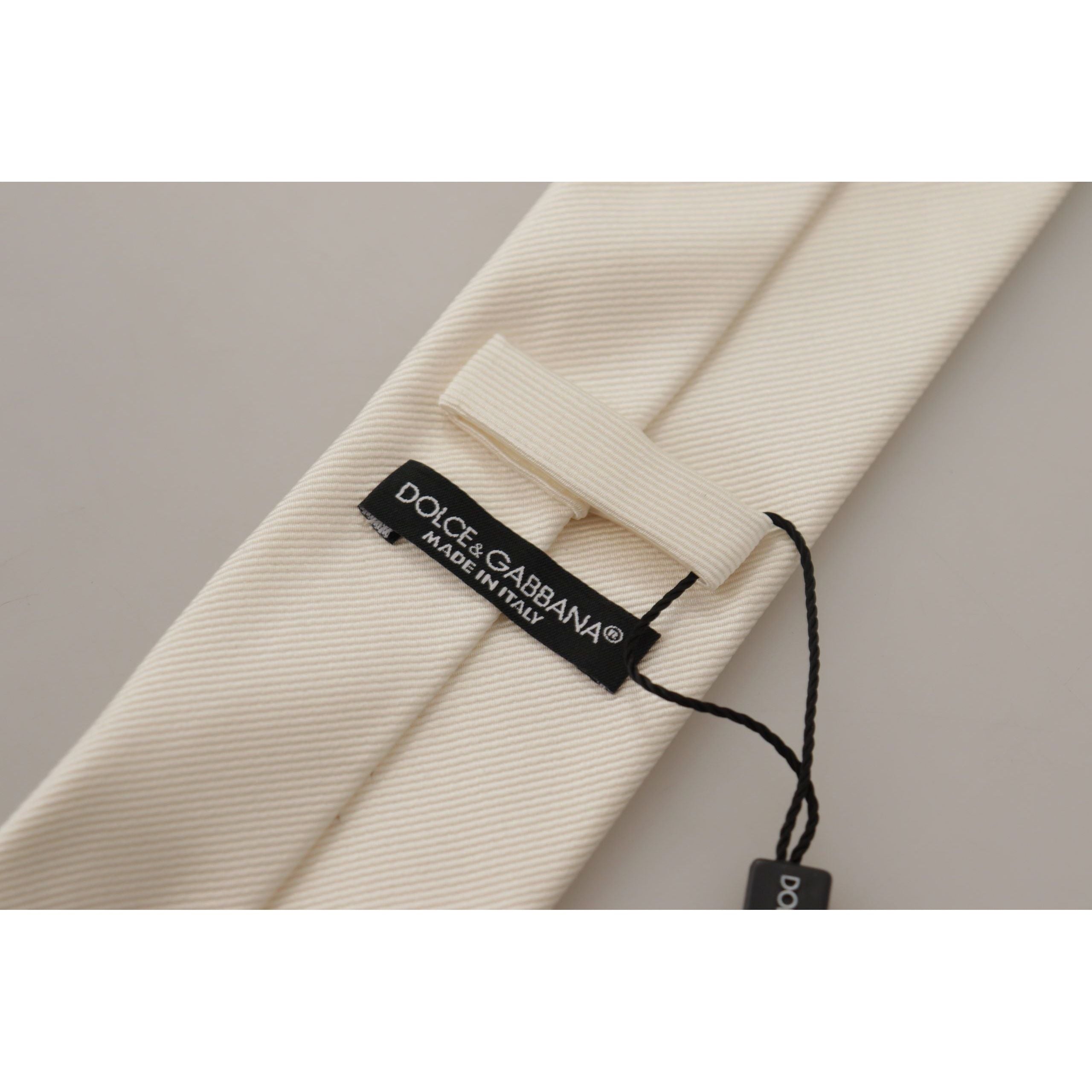 Dolce & Gabbana Elegant White Silk Tie for Timeless Style