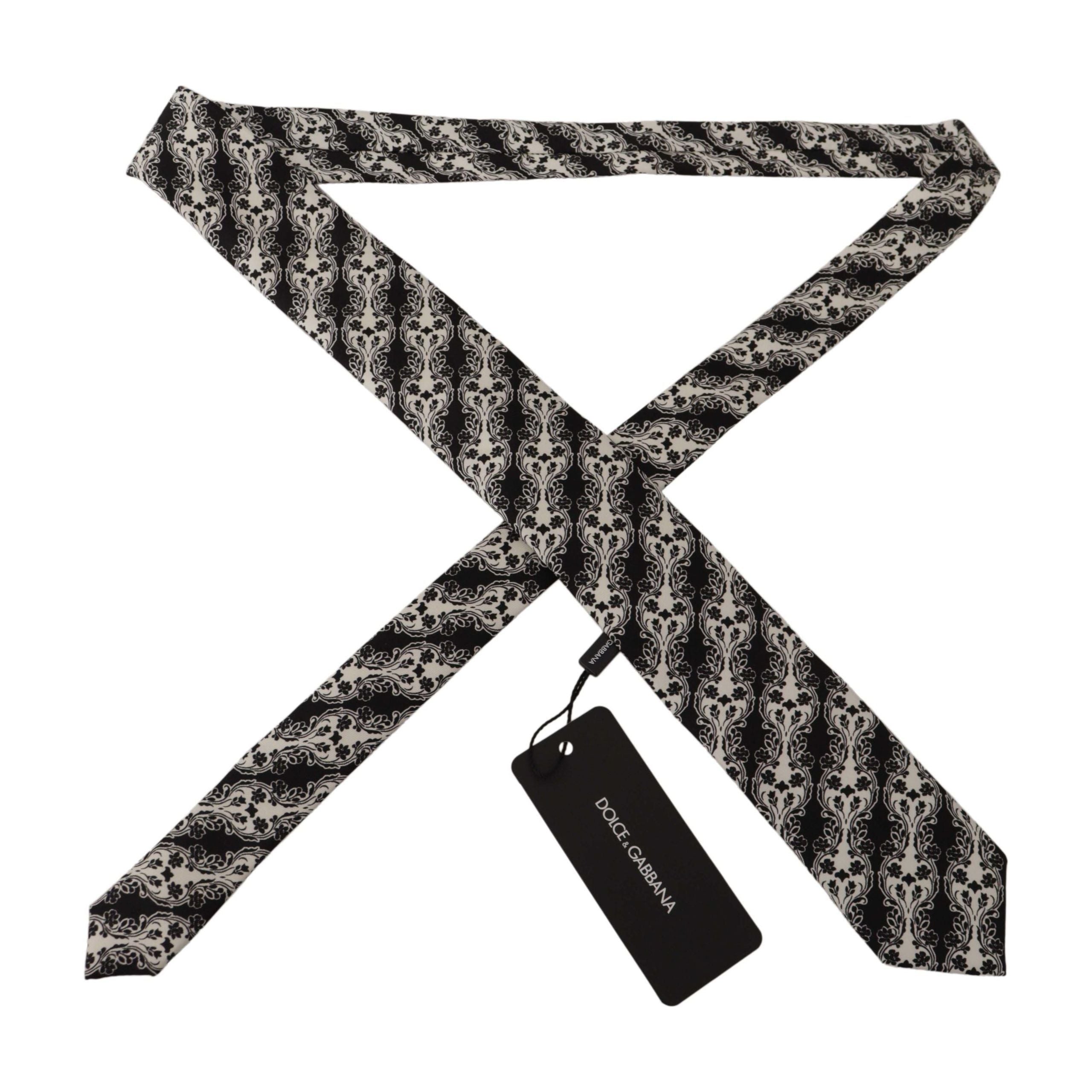 Dolce & Gabbana Black Silk Floral Print Bow Tie Accessory