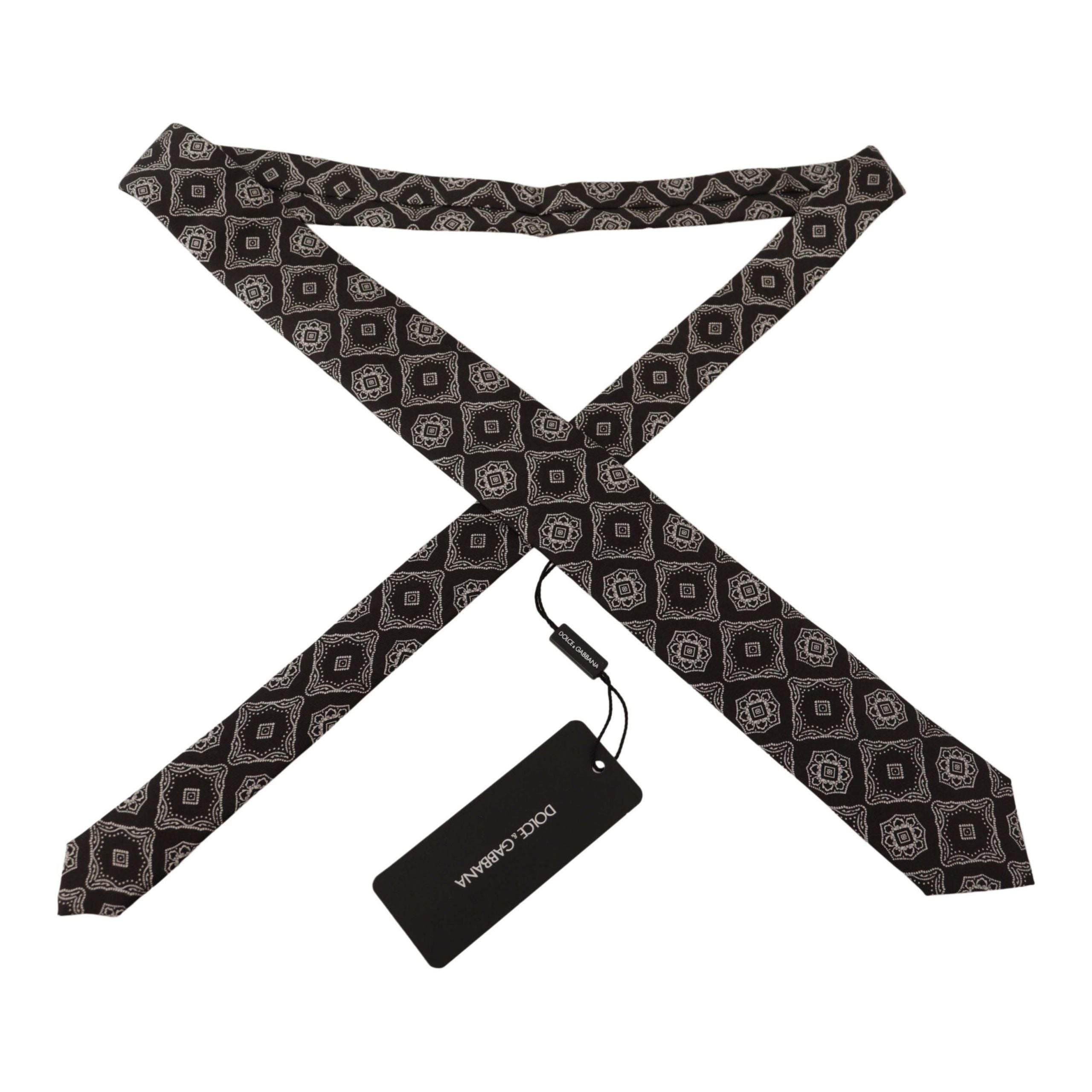 Dolce & Gabbana Black Silk Geometric Bow Tie Accessory