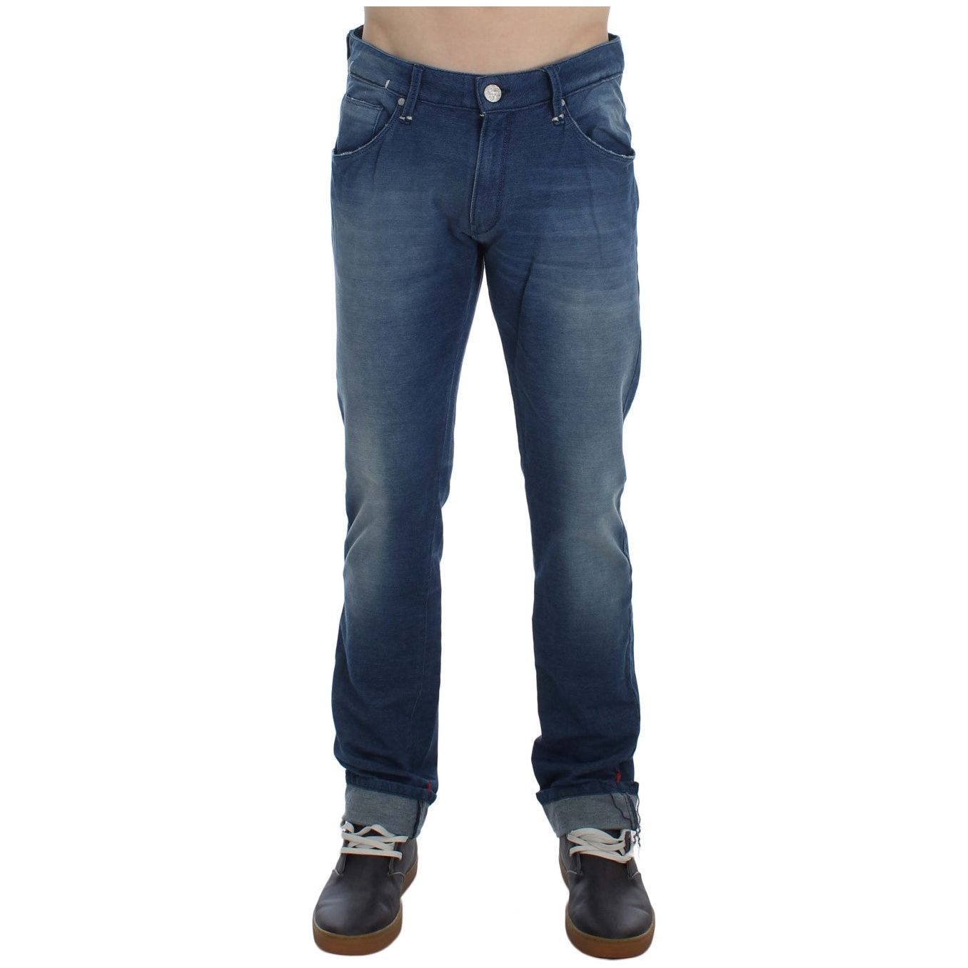 Acht Blue Wash Italian Denim Slim Fit Jeans for Elevated Style