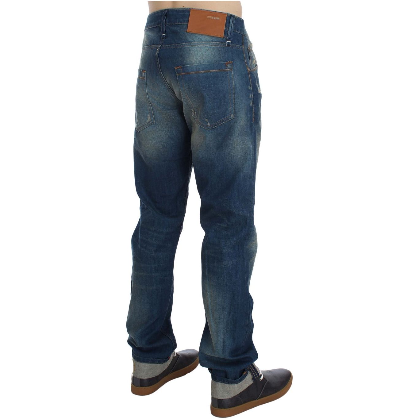 Acht Blue Cotton Denim Baggy Low Fit Jeans