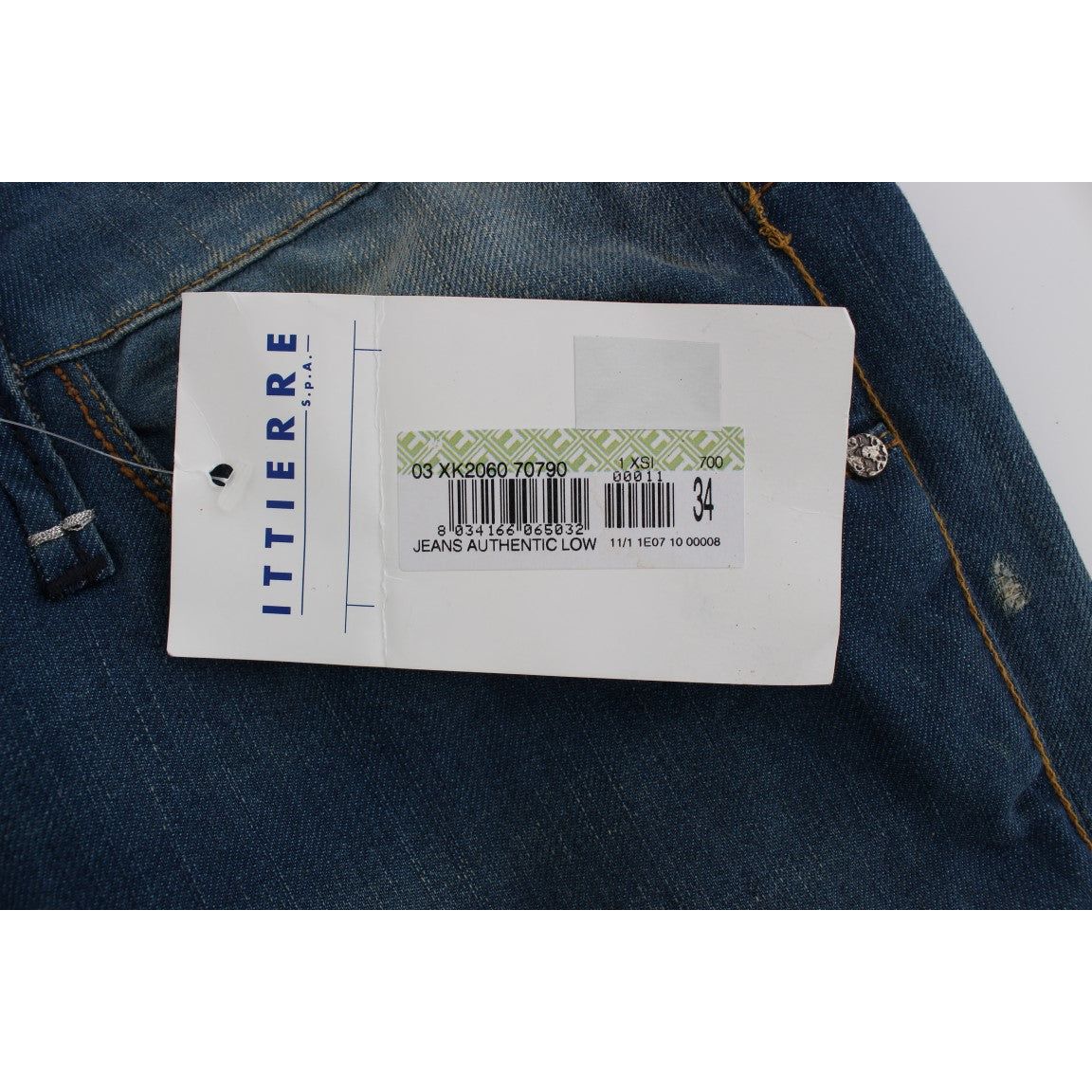 Acht Blue Cotton Denim Baggy Low Fit Jeans