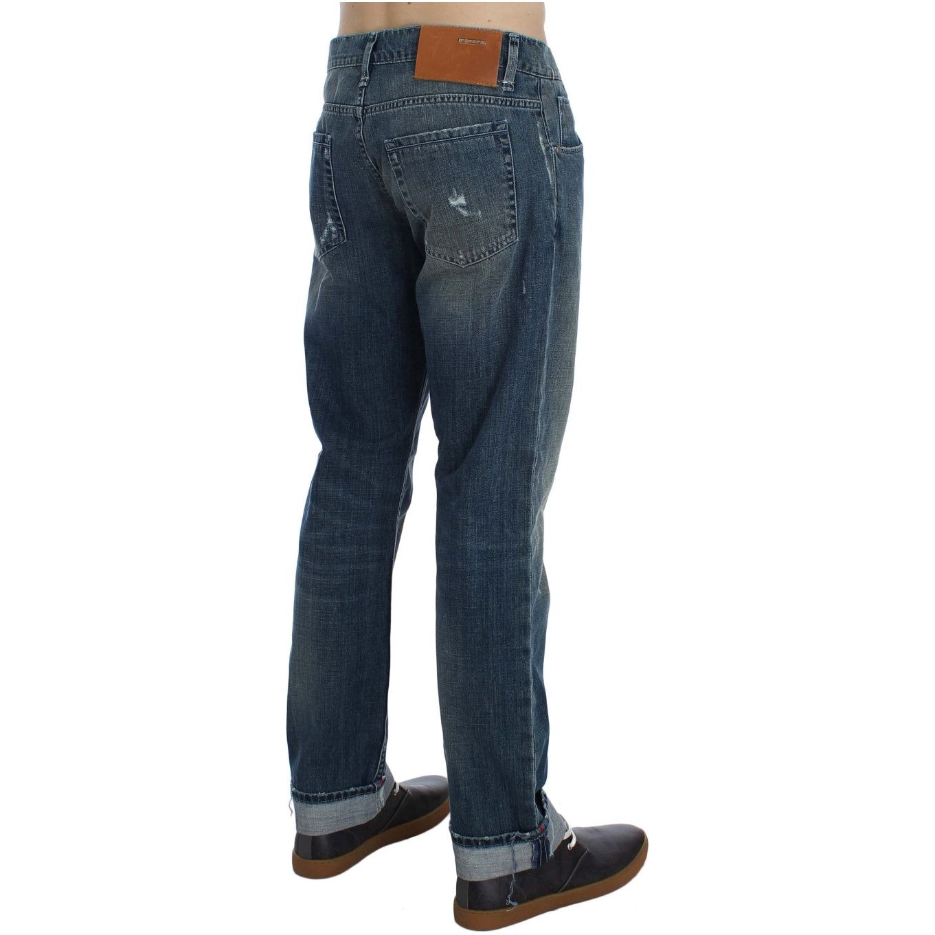 Acht Blue Cotton Regular Fit Denim Trousers