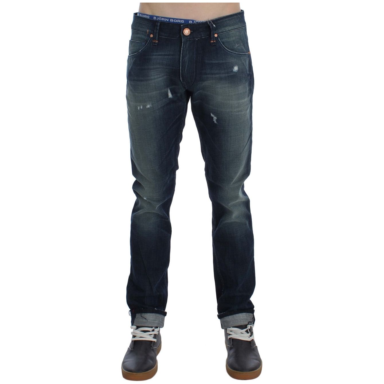 Acht Subtle Blue Italian Cotton Slim Fit Jeans
