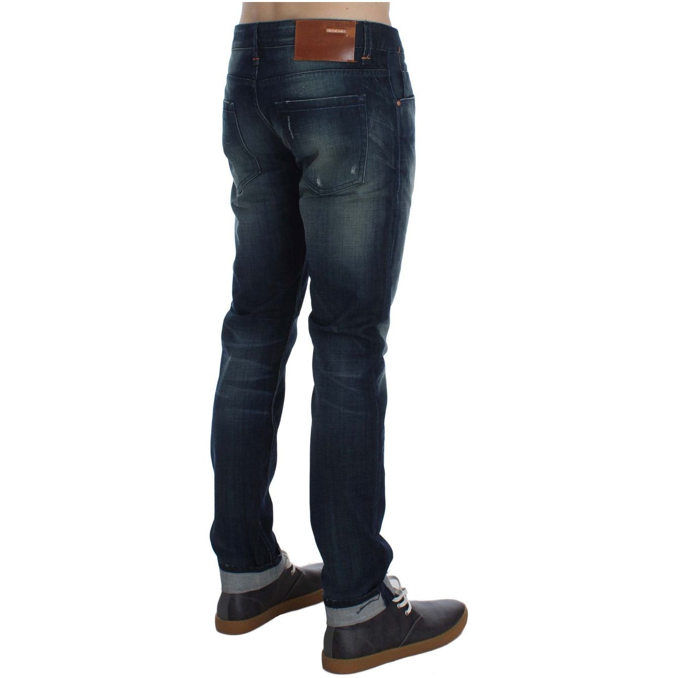 Acht Subtle Blue Italian Cotton Slim Fit Jeans