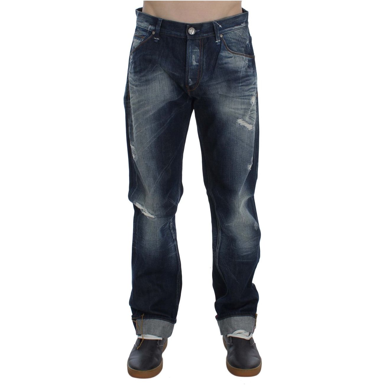 Acht Blue Cotton Regular Fit Jeans for Effortless Elegance