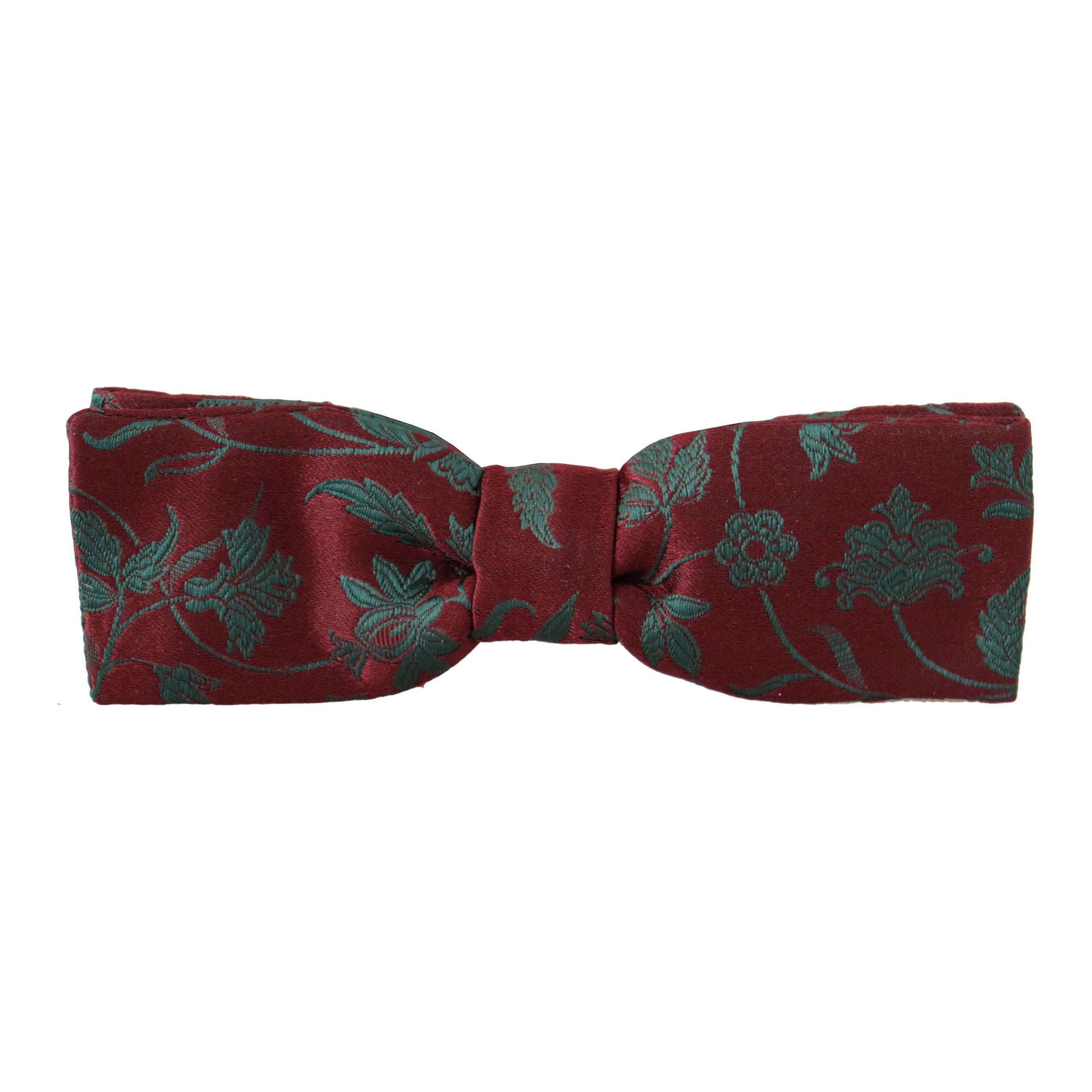 Dolce & Gabbana Maroon Silk Bow Tie Accessory