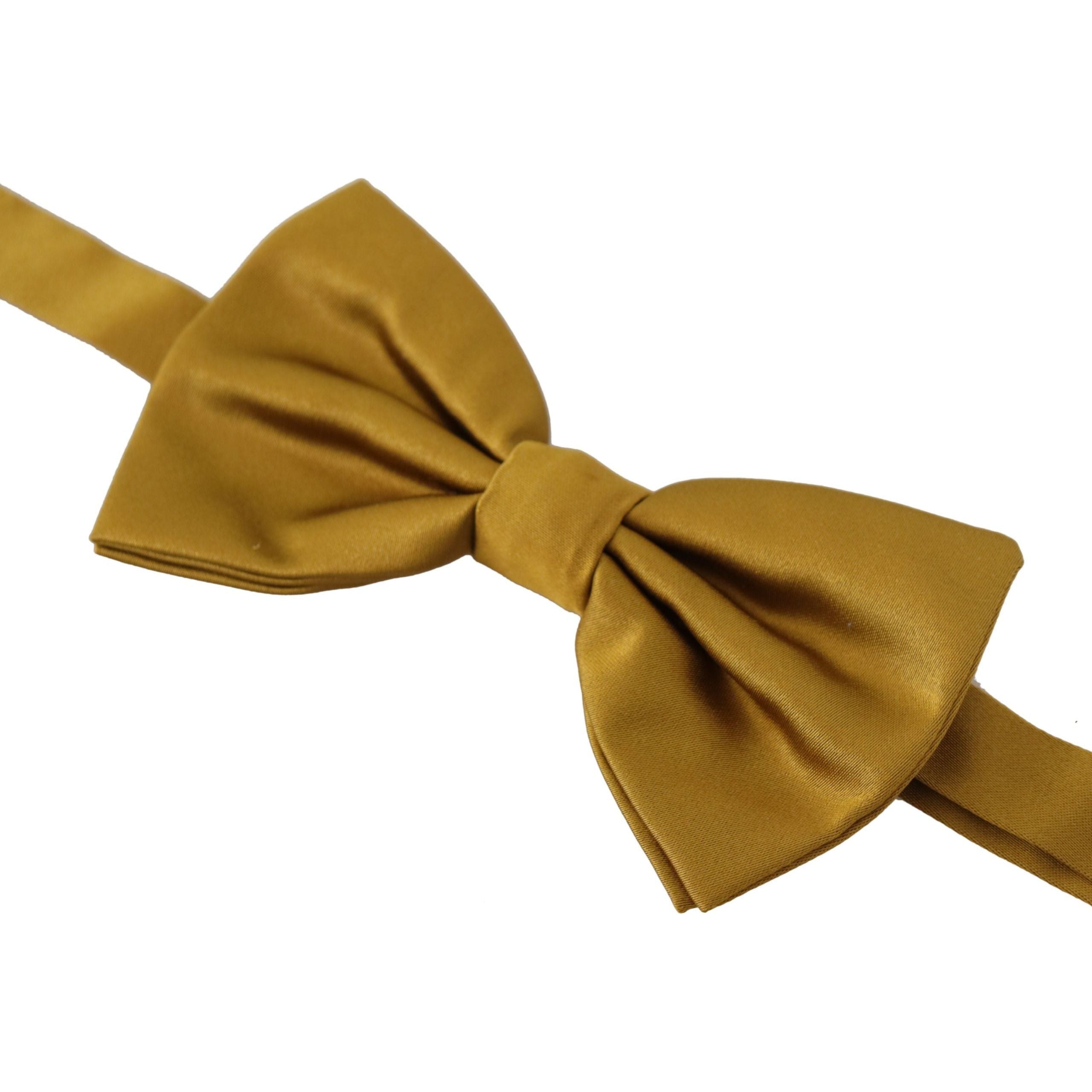 Dolce & Gabbana Mustard Silk Bow Tie Accessory