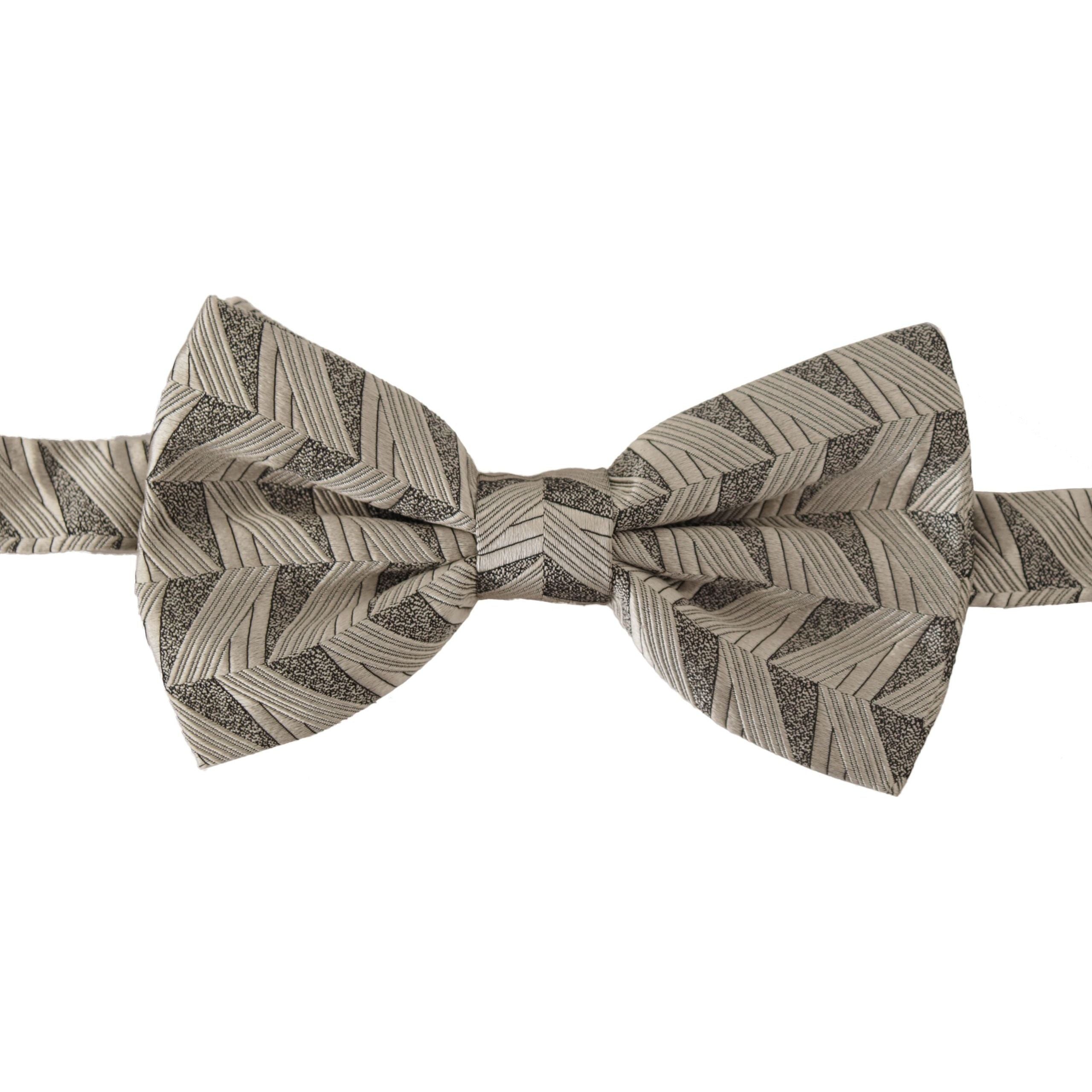 Dolce & Gabbana Grey Silk Bow Tie Accessory