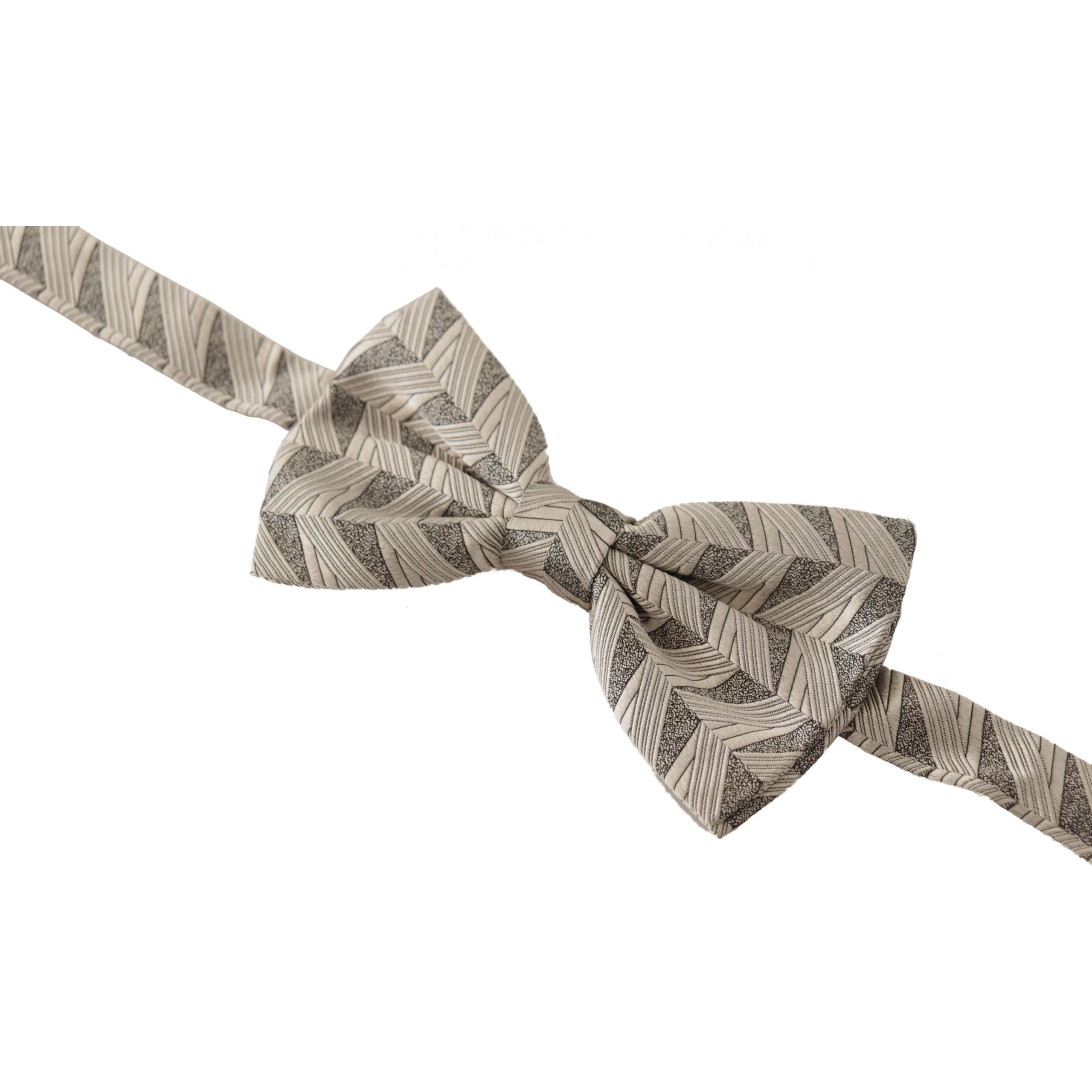 Dolce & Gabbana Grey Silk Bow Tie Accessory