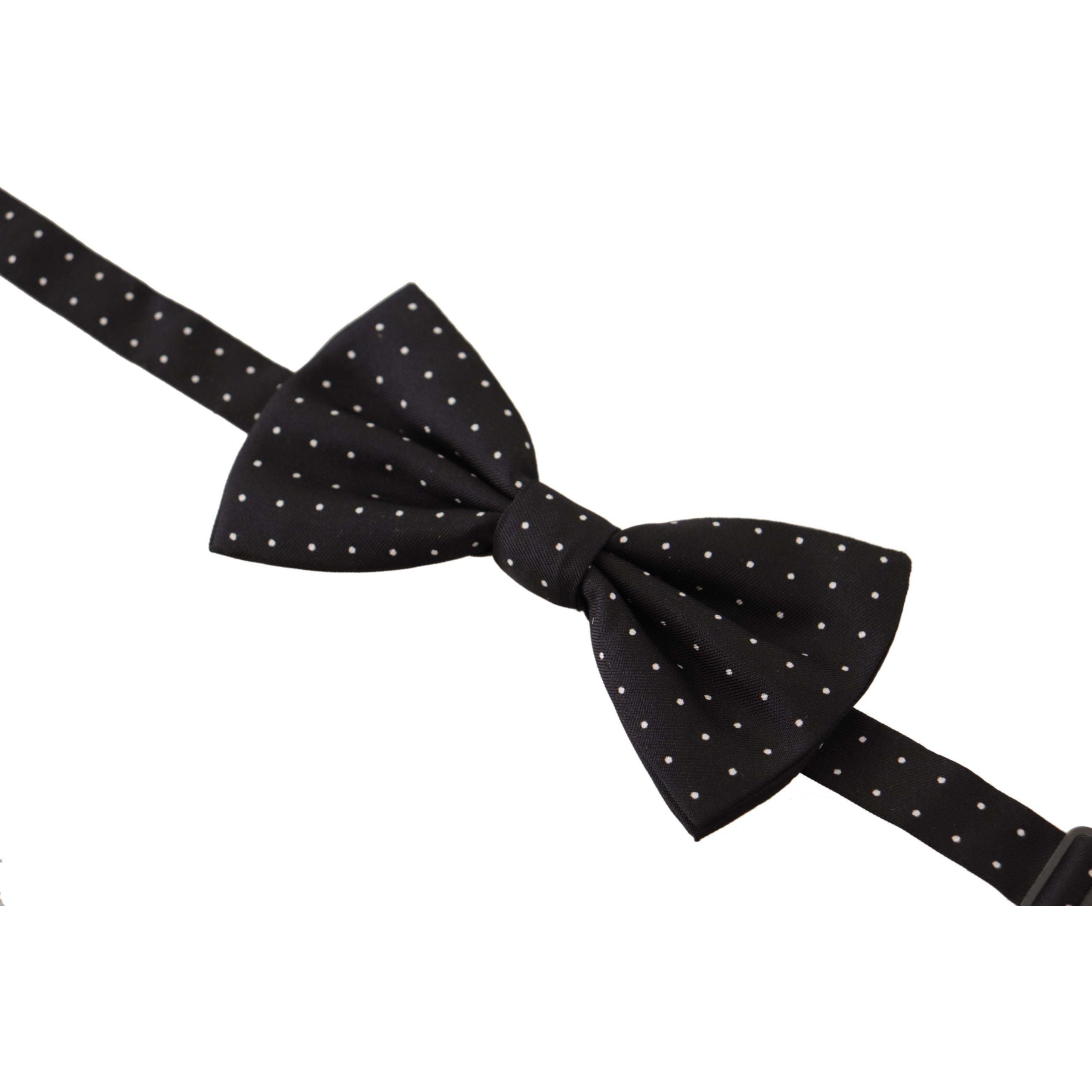 Dolce & Gabbana Black Silk Polka Dot Bow Tie