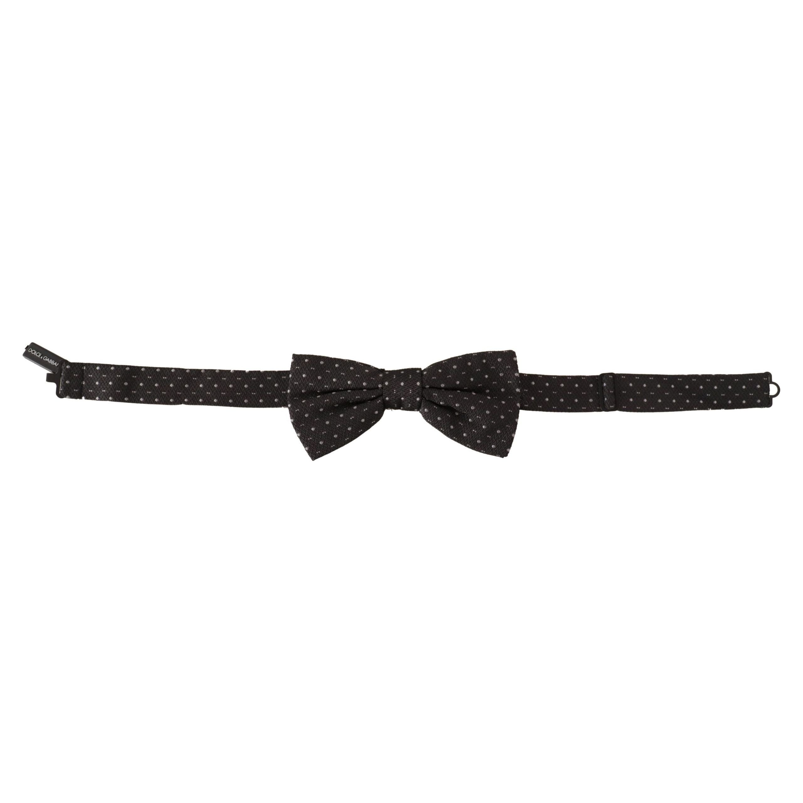 Dolce & Gabbana Black Silk Polka Dot Bow Tie Accessory
