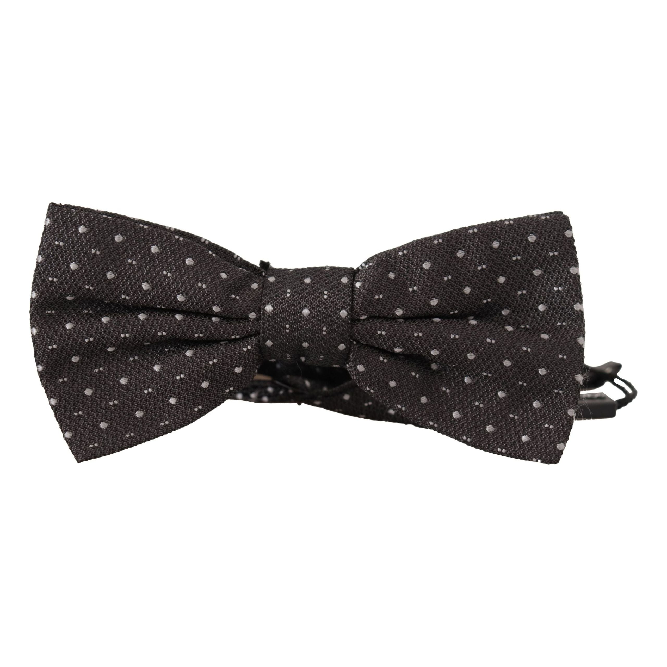Dolce & Gabbana Black Silk Polka Dot Bow Tie Accessory