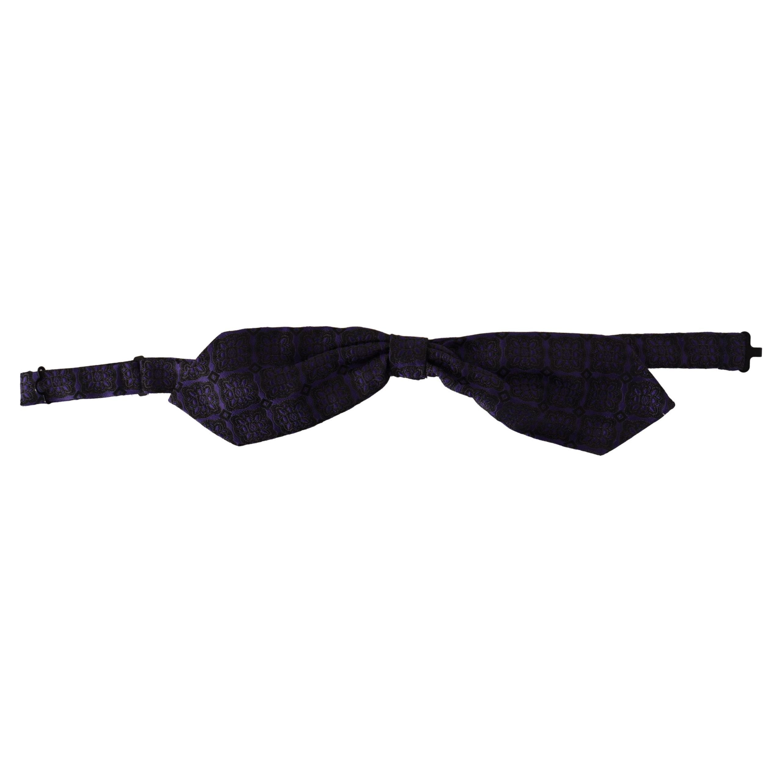 Dolce & Gabbana Blue Silk Geometric Bow Tie