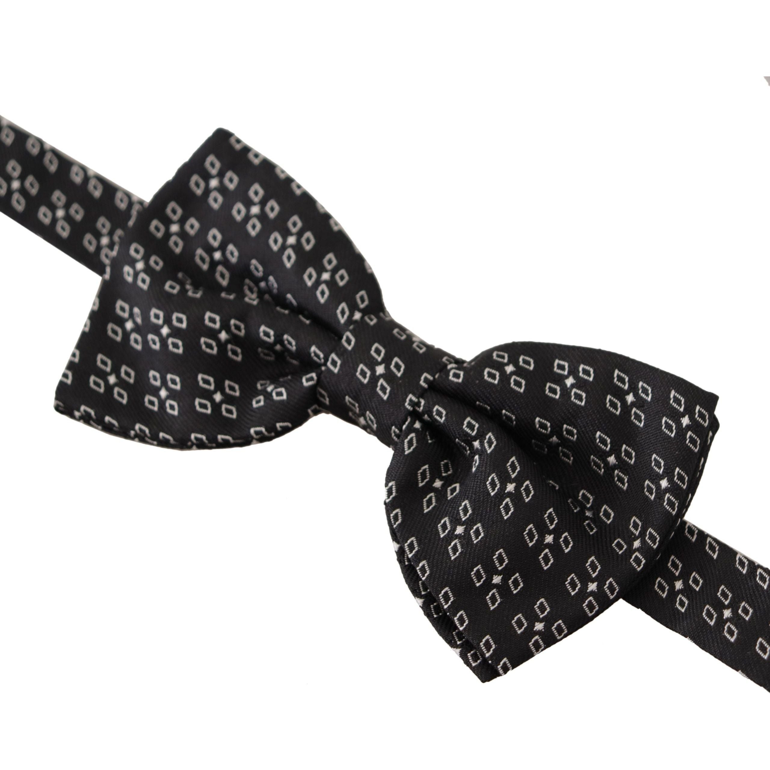 Dolce & Gabbana Black Silk Polka Dot Bow Tie Accessory