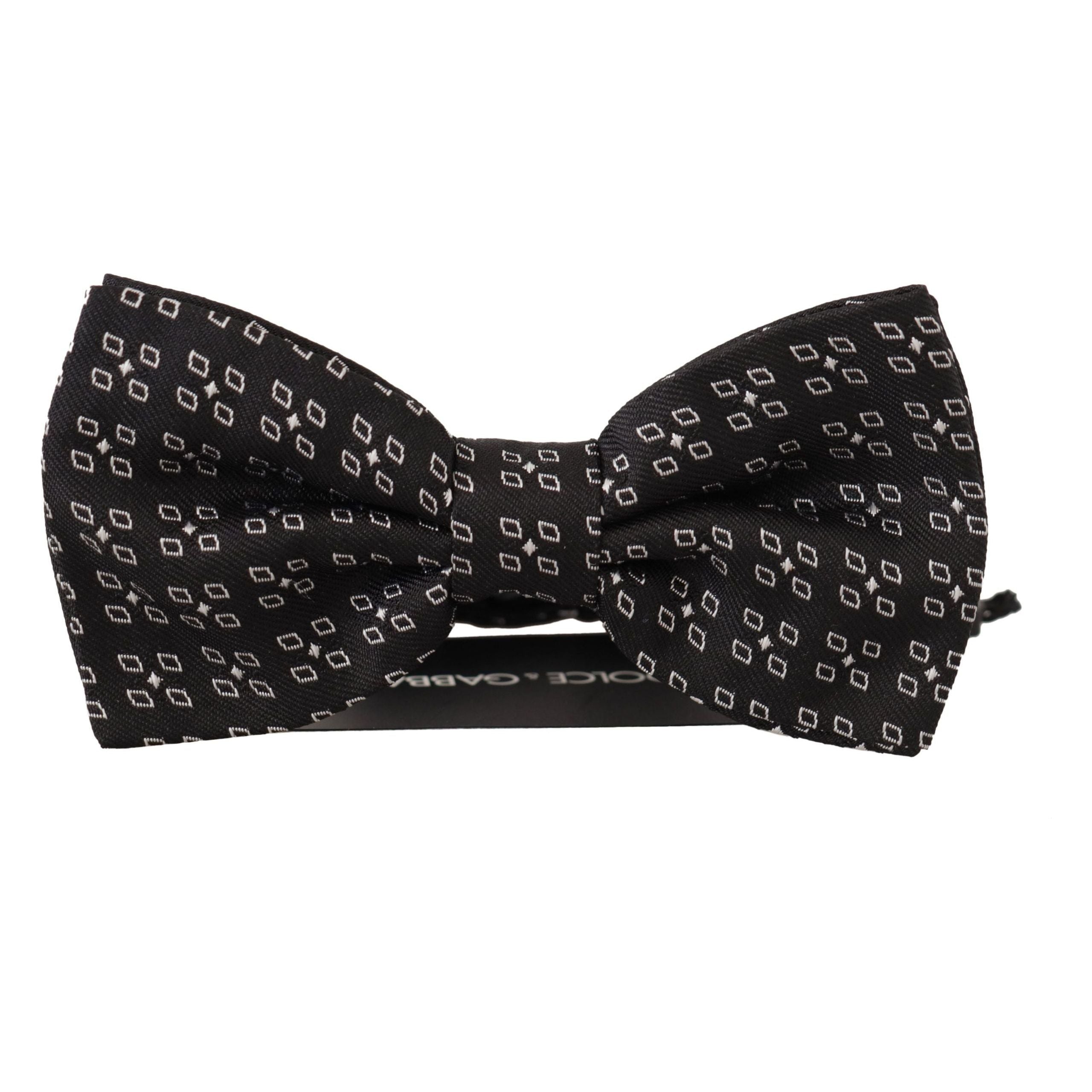 Dolce & Gabbana Black Silk Polka Dot Bow Tie Accessory