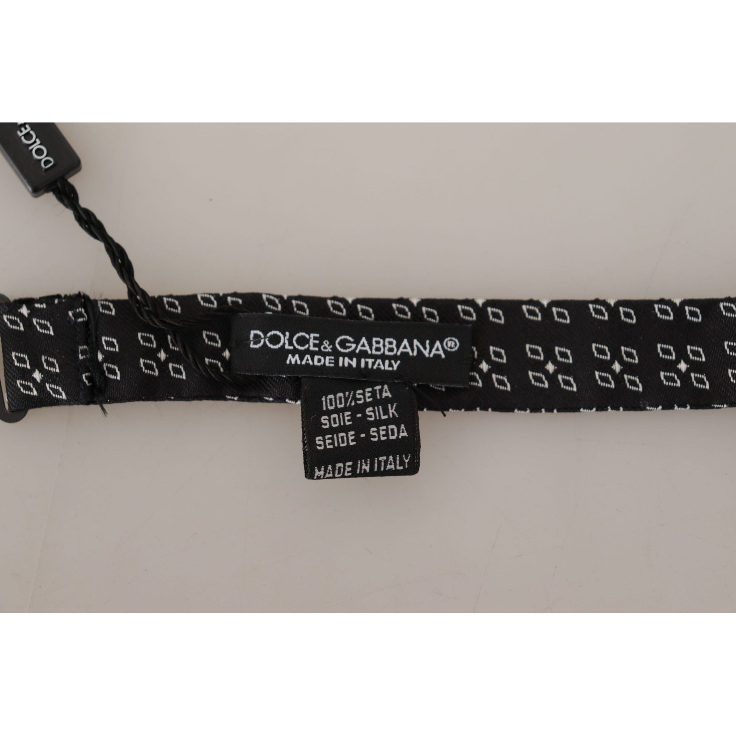 Dolce & Gabbana Black Silk Polka Dot Bow Tie Accessory