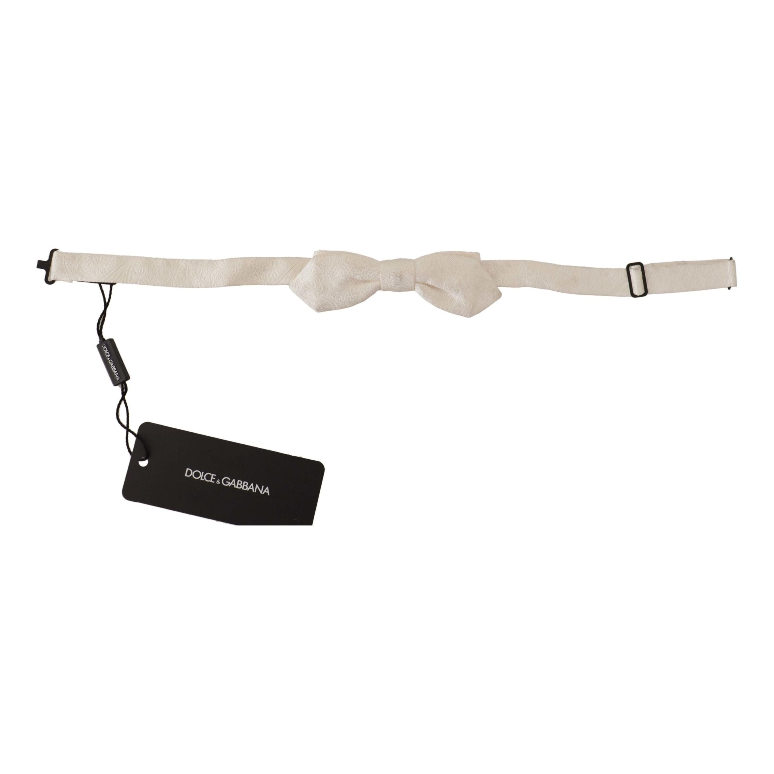 Dolce & Gabbana White Silk Bow Tie Accessory