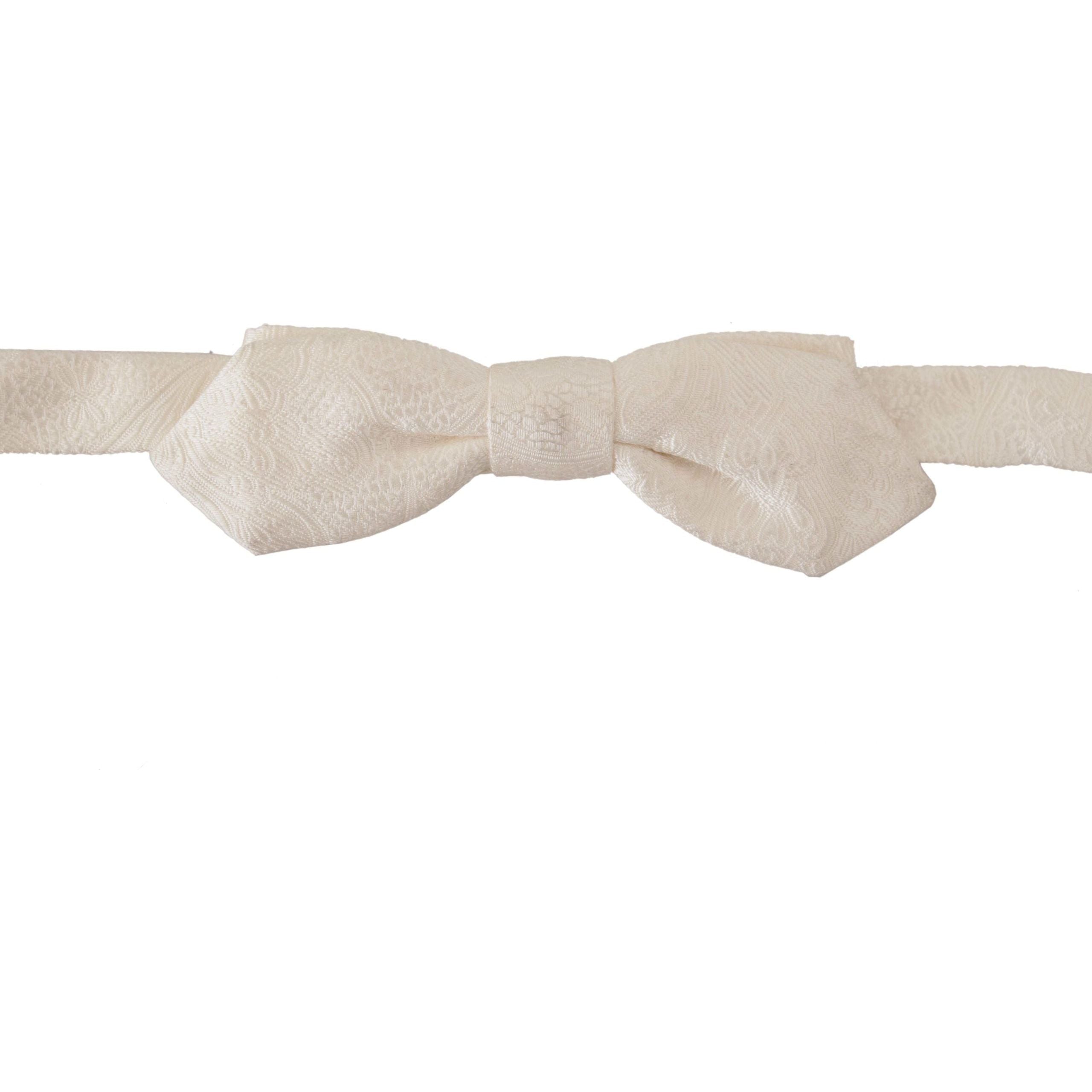 Dolce & Gabbana White Silk Bow Tie Accessory