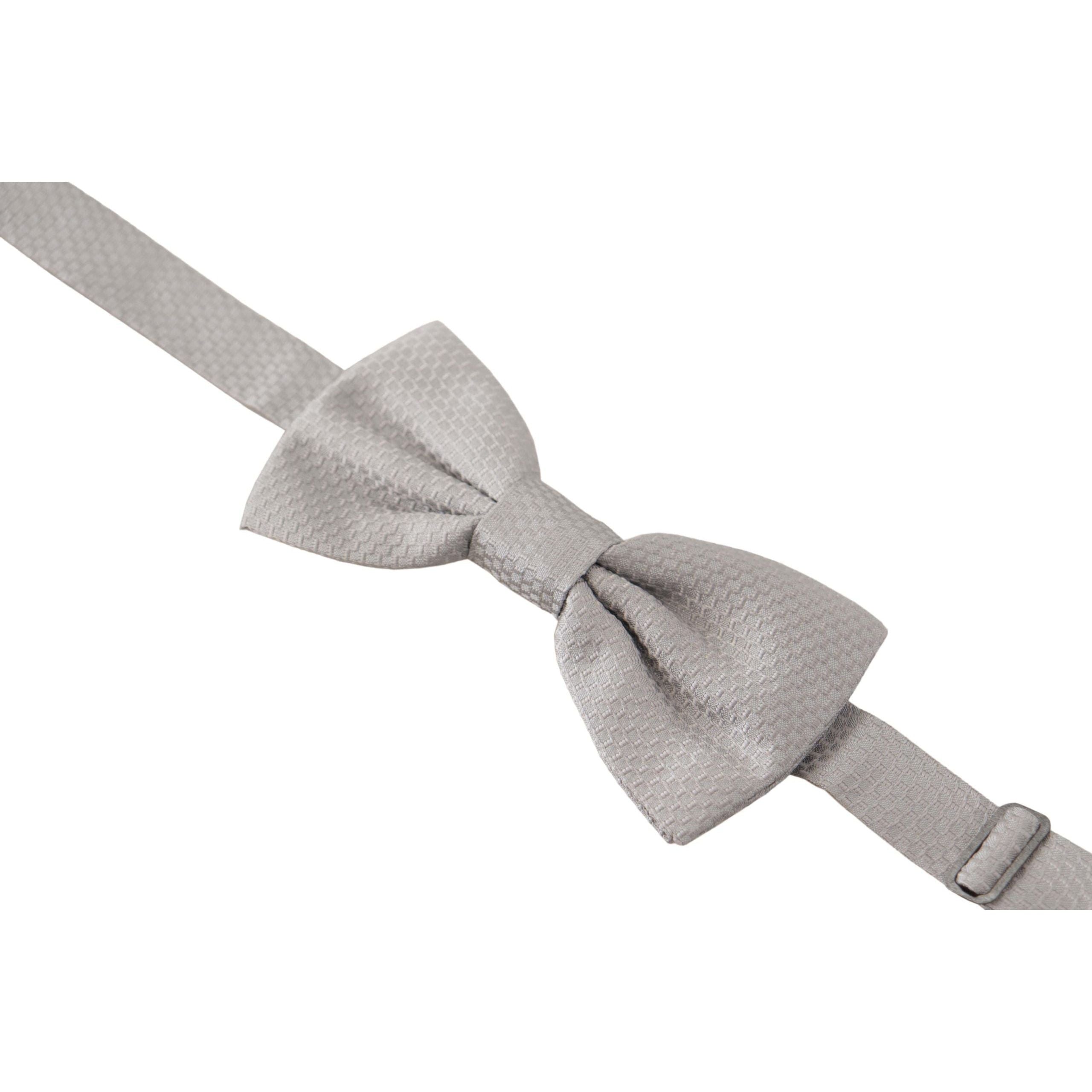 Dolce & Gabbana Chic Gray Silk Bow Tie for Timeless Elegance