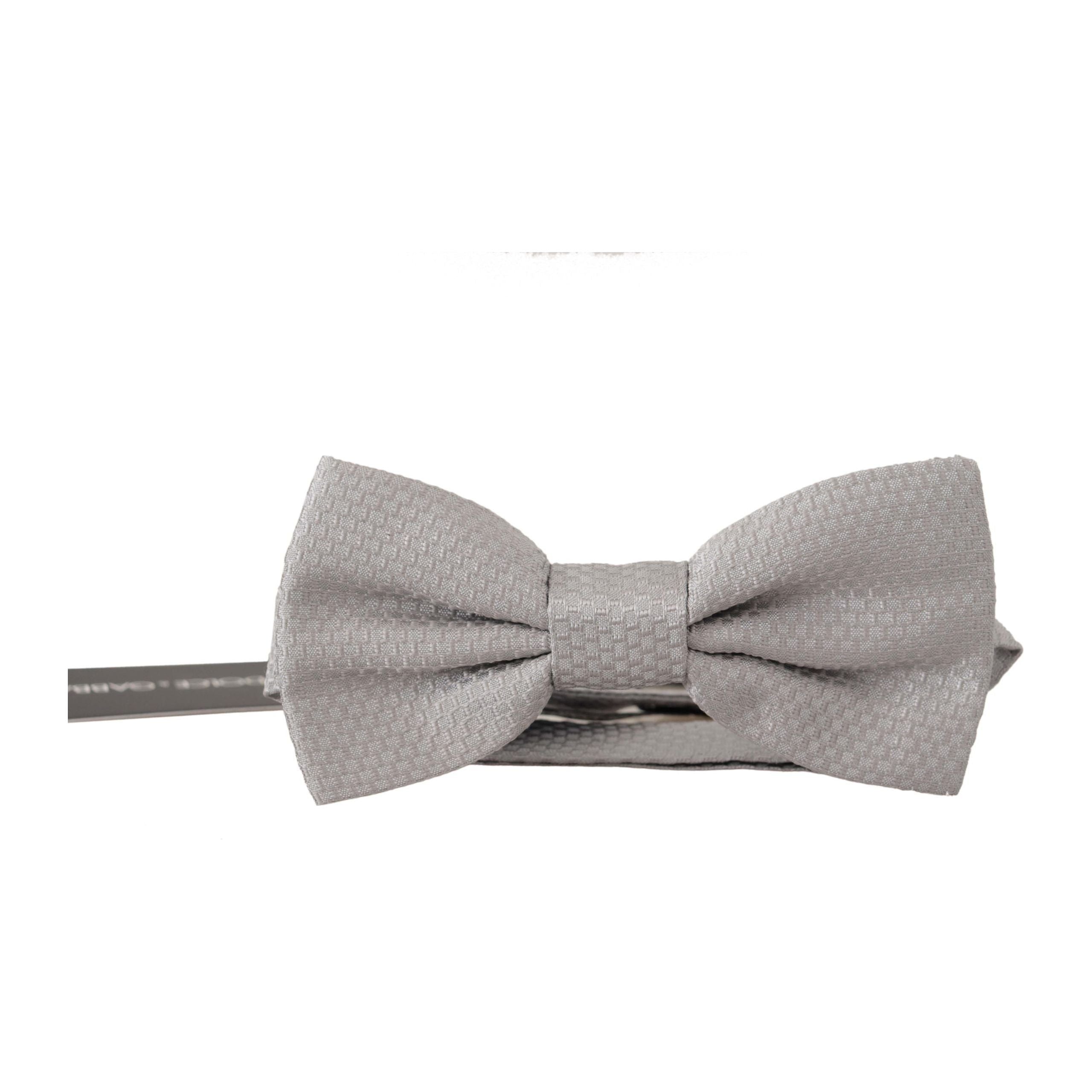 Dolce & Gabbana Chic Gray Silk Bow Tie for Timeless Elegance