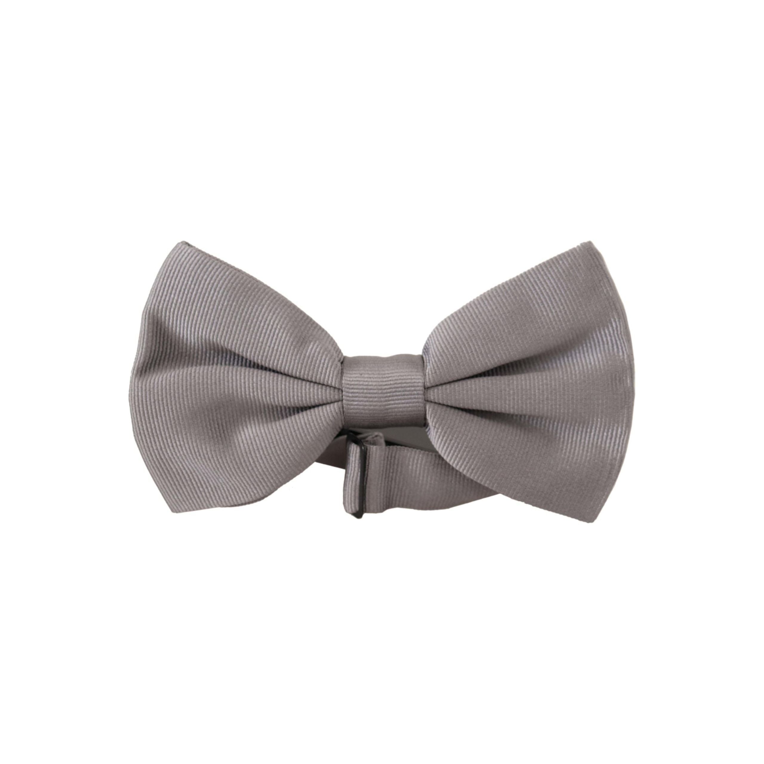 Dolce & Gabbana Gray Silk Bow Tie for Refined Style