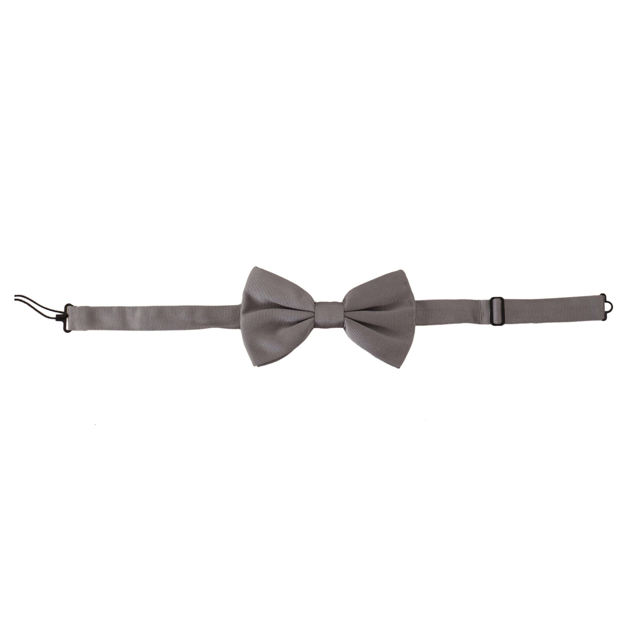 Dolce & Gabbana Gray Silk Bow Tie for Refined Style