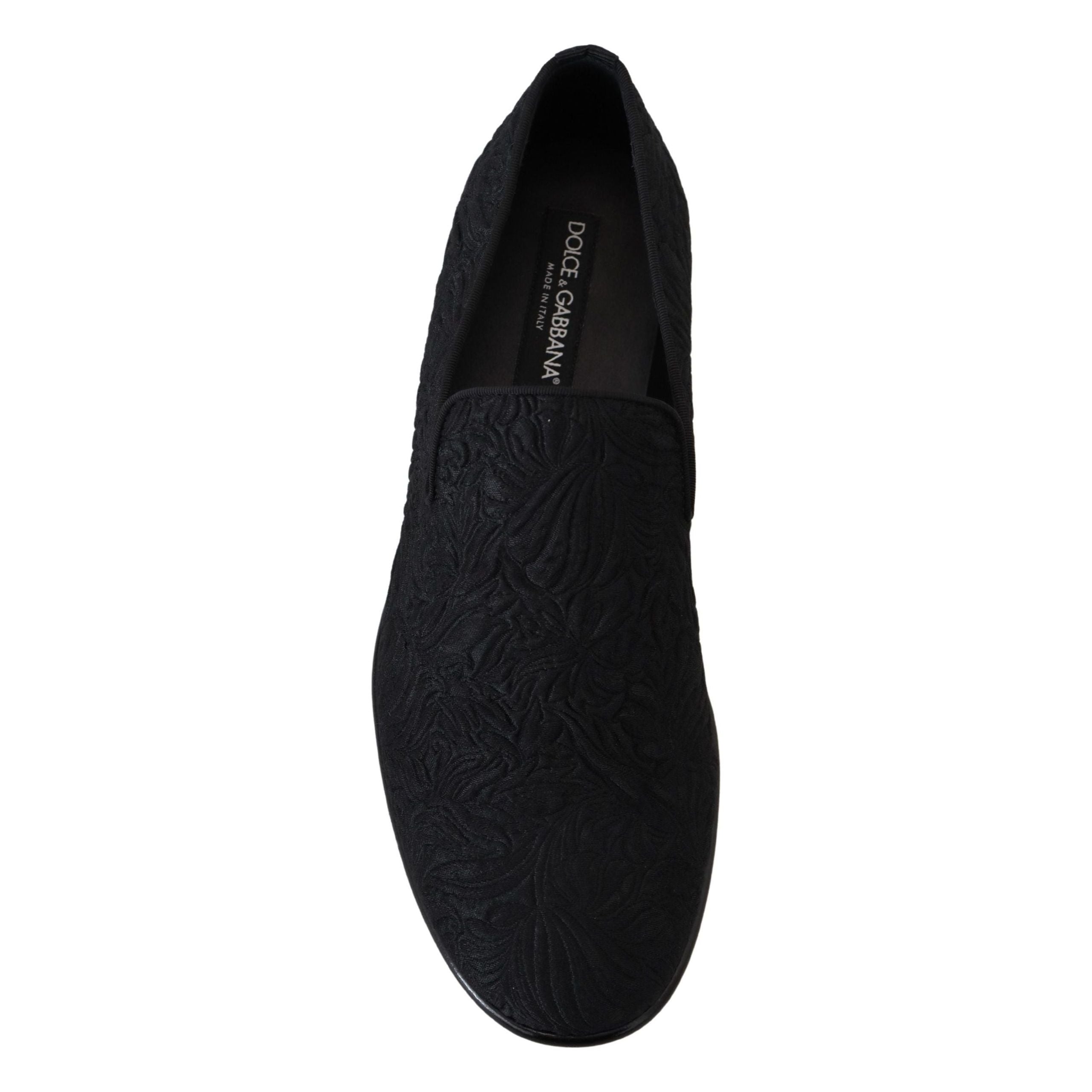 Dolce & Gabbana Black Jacquard Slide On Flats