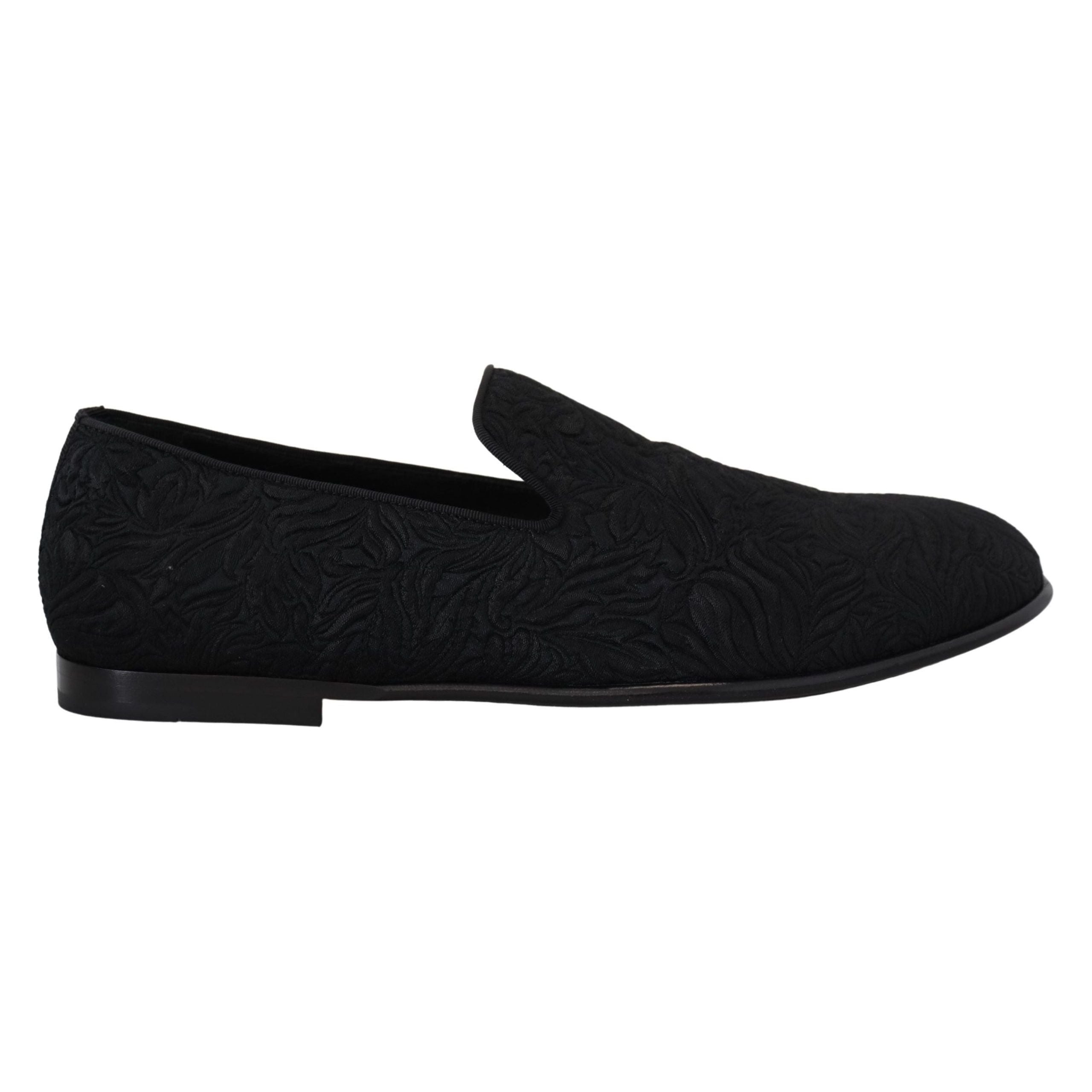 Dolce & Gabbana Black Jacquard Slide On Flats