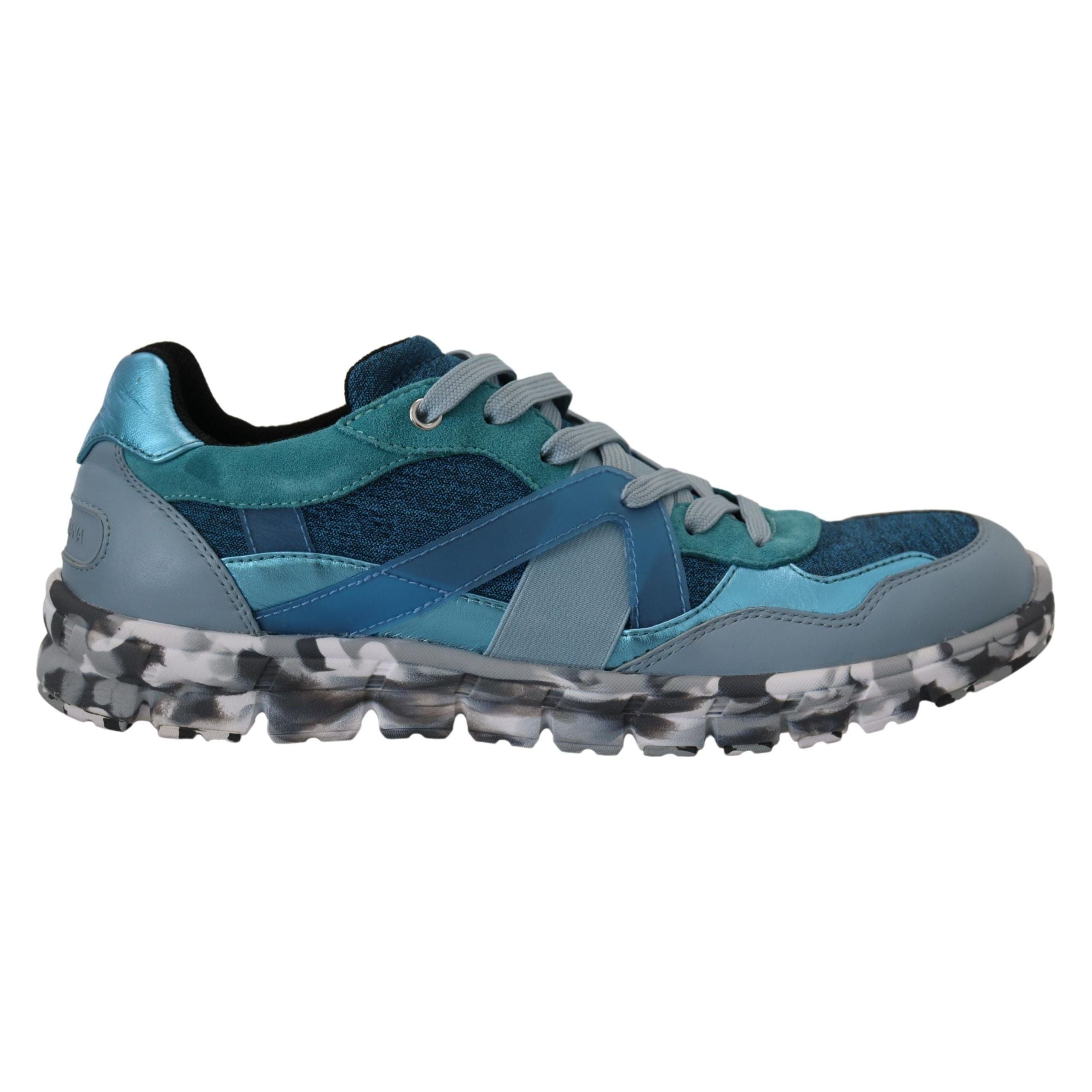 Dolce & Gabbana Blue Calfskin Low Top Sneakers