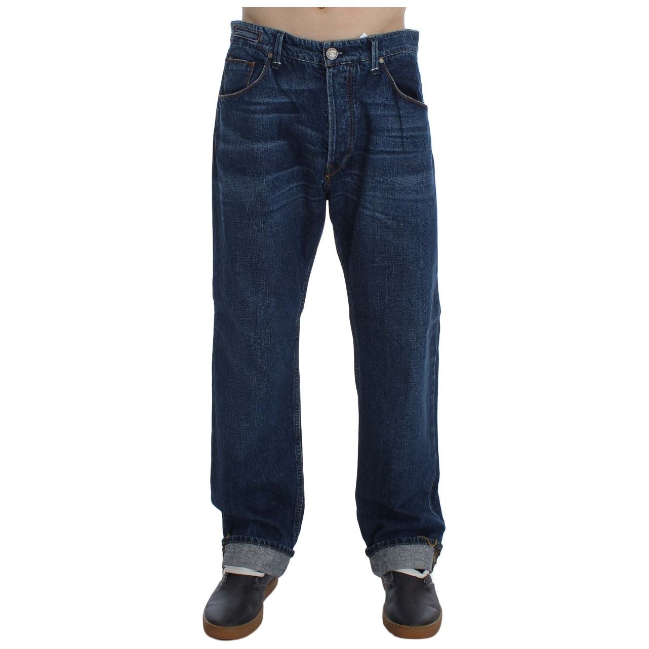 Acht Blue Cotton Baggy Loose Fit Jeans for Effortless Style