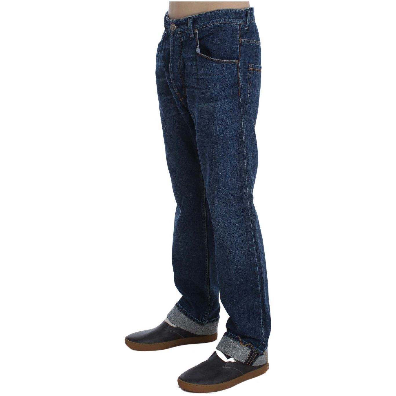 Acht Blue Cotton Baggy Loose Fit Jeans for Effortless Style