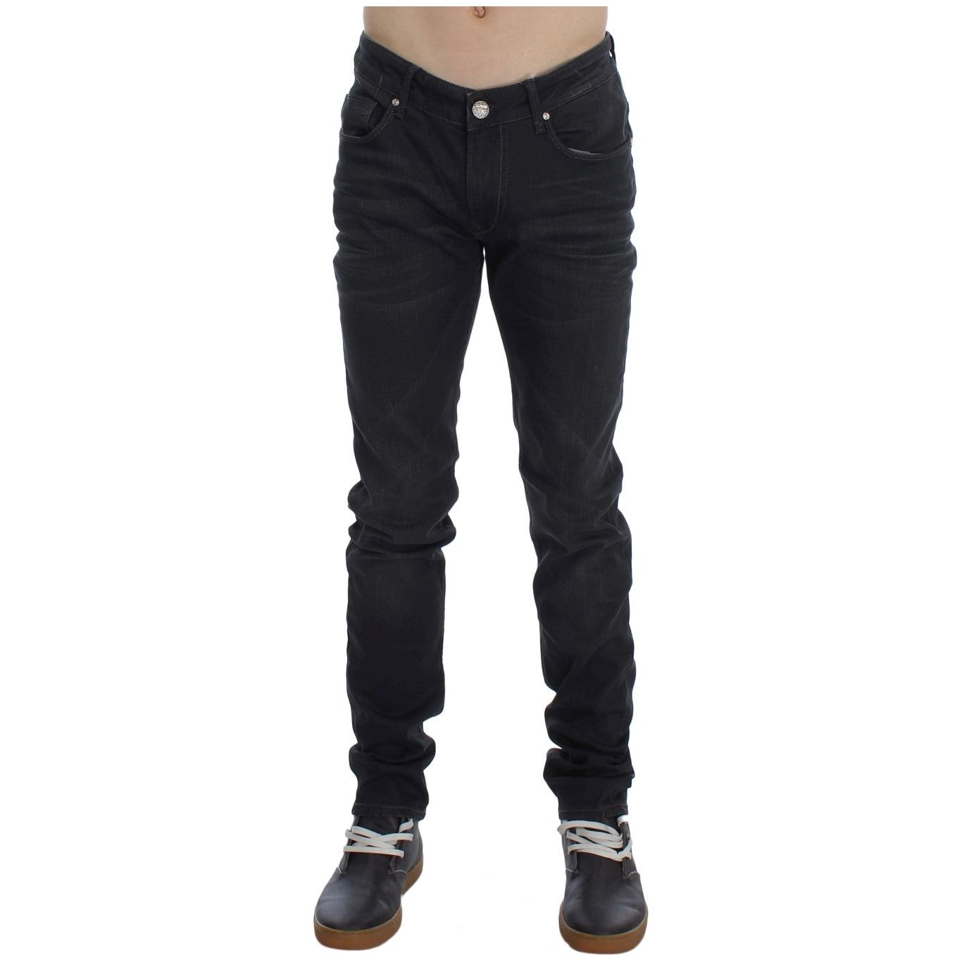 Acht Sleek Gray Stretch Denim Slim Fit Jeans