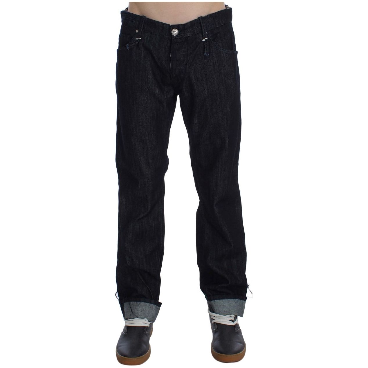 Acht Blue Cotton Elegant Straight Fit Jeans for Effortless Style
