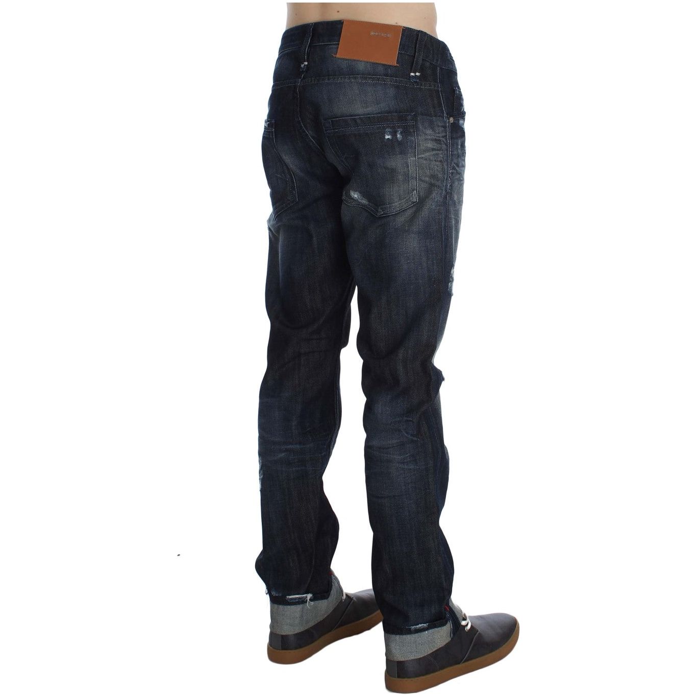 Acht Blue Denim Cotton Regular Straight Fit Jeans