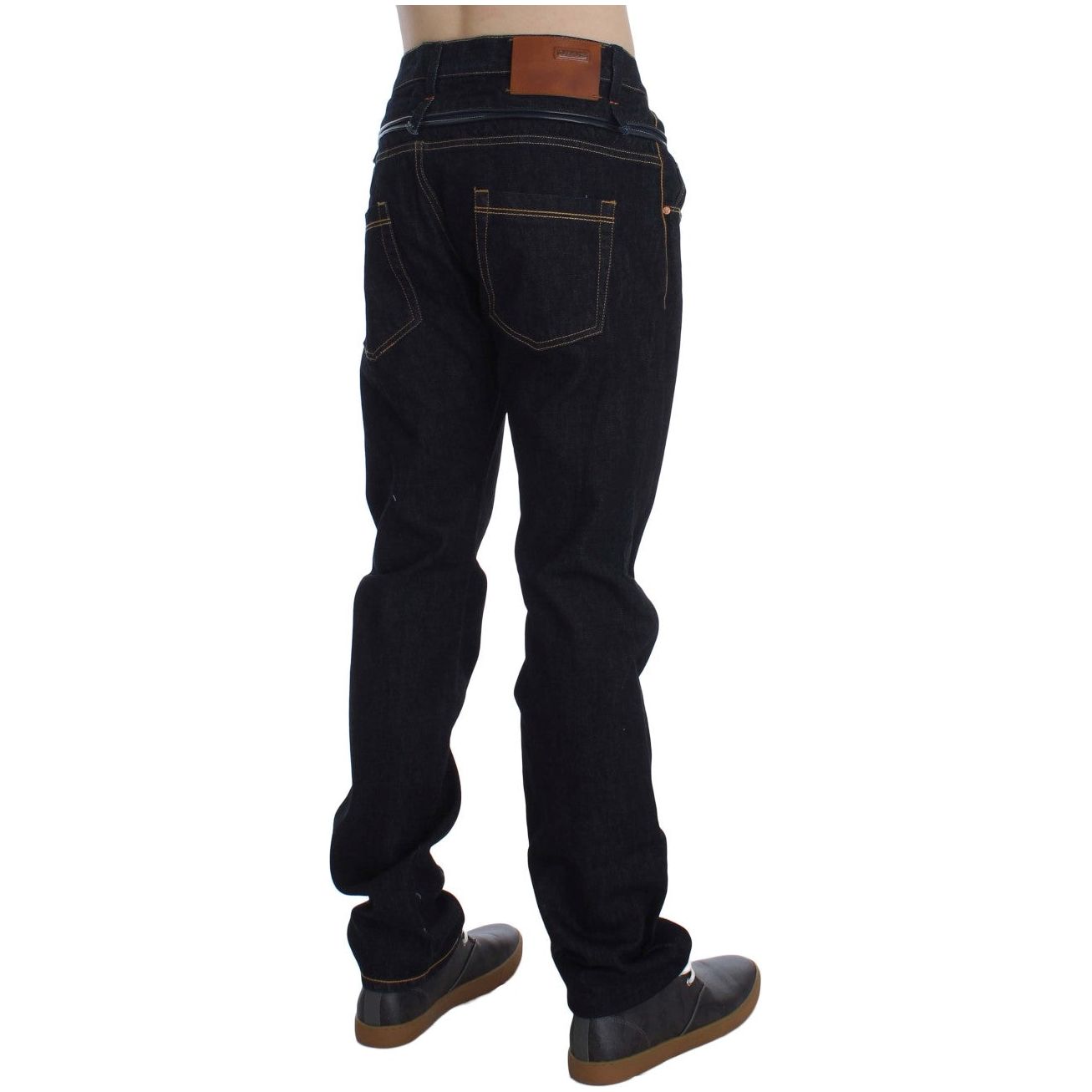 Acht Blue Cotton Elegant Straight Fit Luxury Jeans