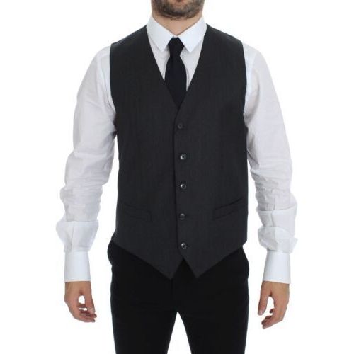 Dolce & Gabbana Gray Wool Formal Vest for Sophisticated Style