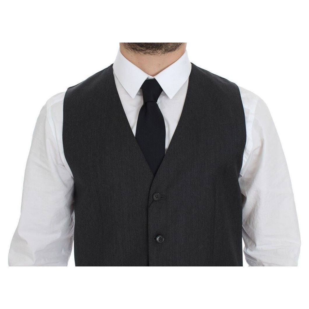 Dolce & Gabbana Gray Wool Formal Vest for Sophisticated Style