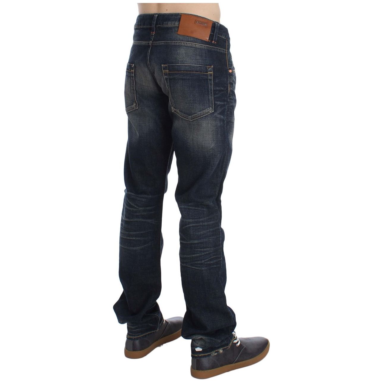Acht Blue Cotton Straight Fit Low Waist Jeans for Sophisticated Style
