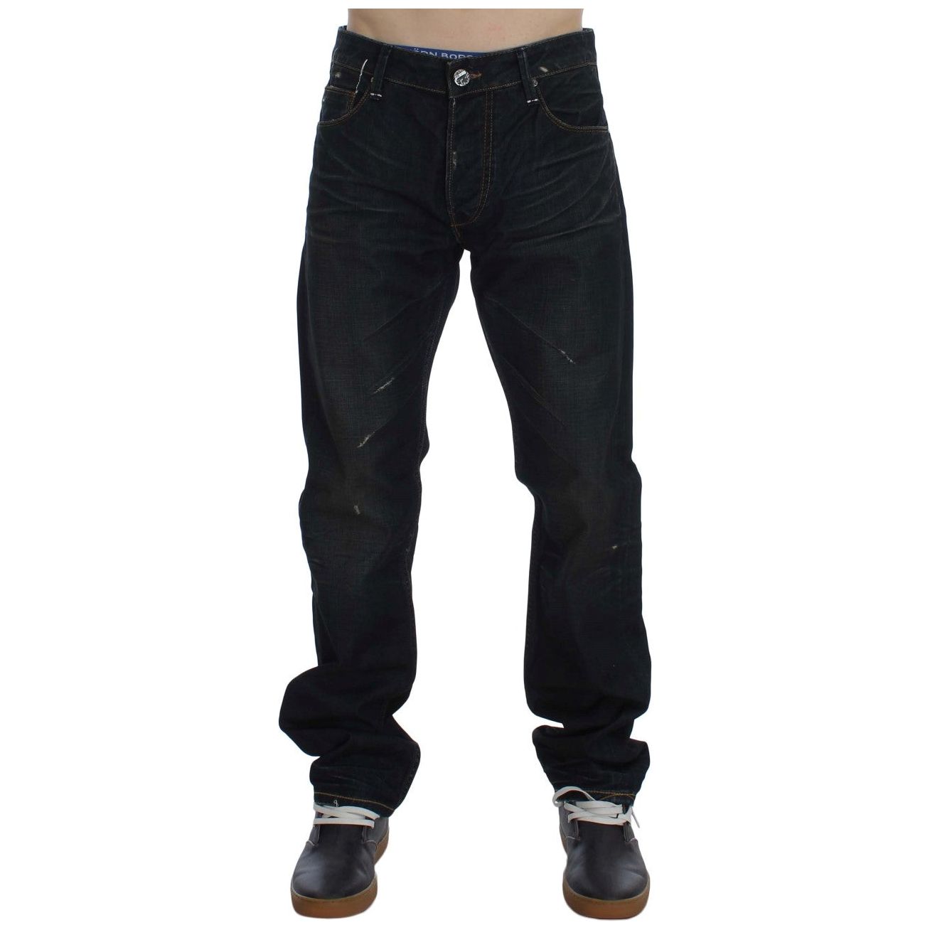 Acht Dark Blue Cotton Straight Fit Jeans for Discerning Taste