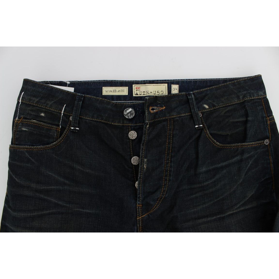 Acht Dark Blue Cotton Straight Fit Jeans for Discerning Taste