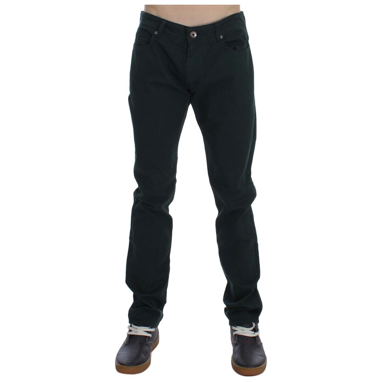 Ermanno Scervino Chic Green Cotton Blend Straight Cut Jeans