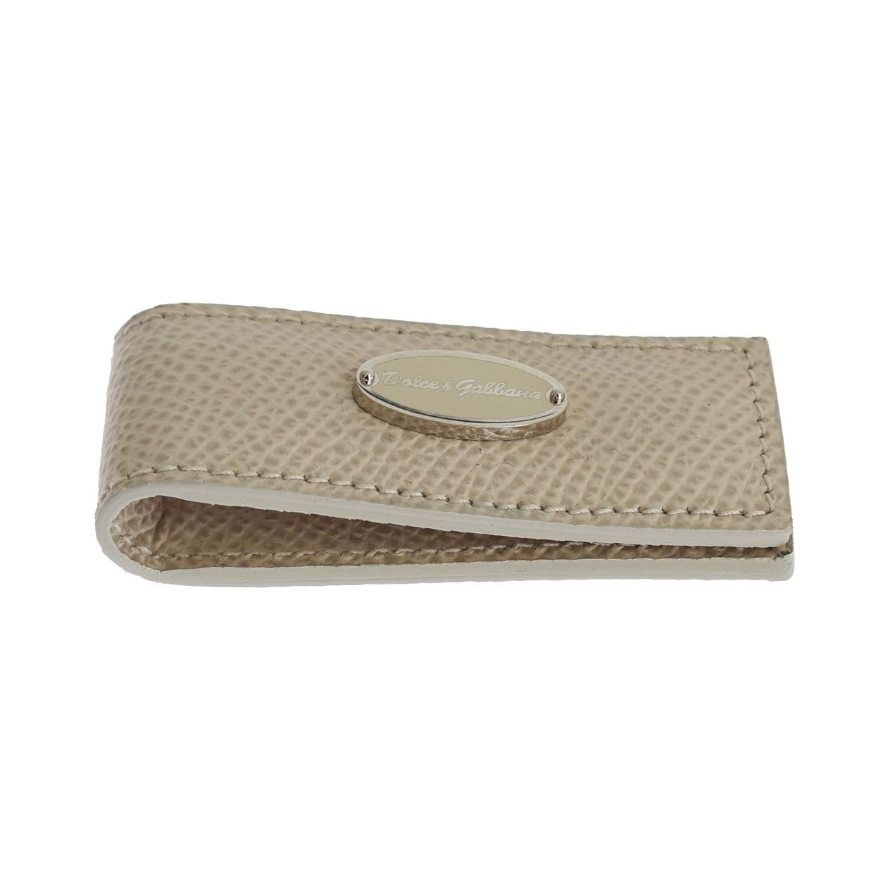 Dolce & Gabbana Beige Leather Money Clip Accessory
