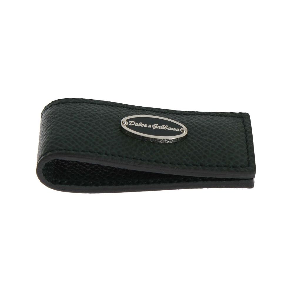 Dolce & Gabbana Green Leather Money Clip Accessory