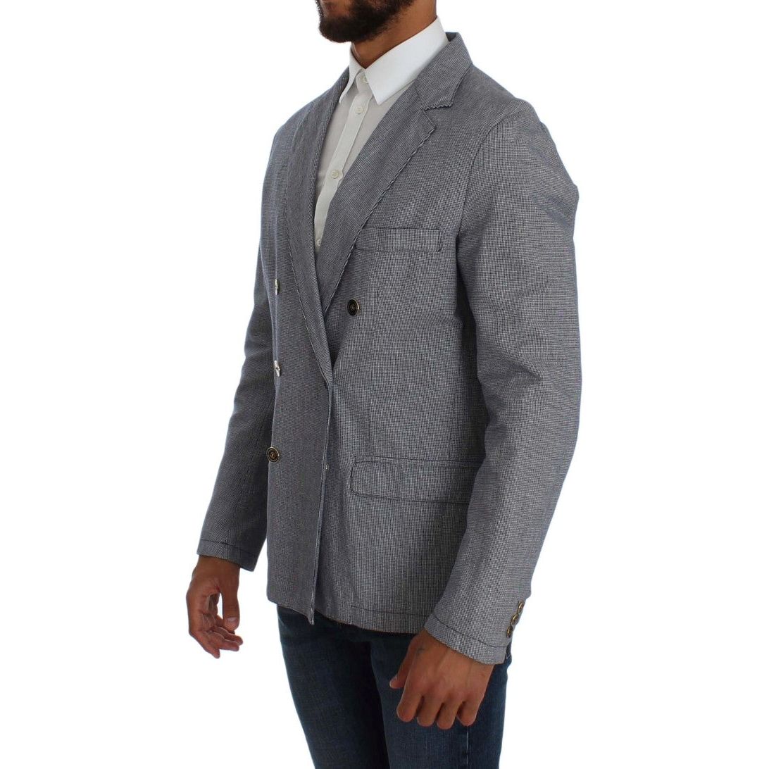 Master Coat Blue Cotton Blend Double-Breasted Blazer