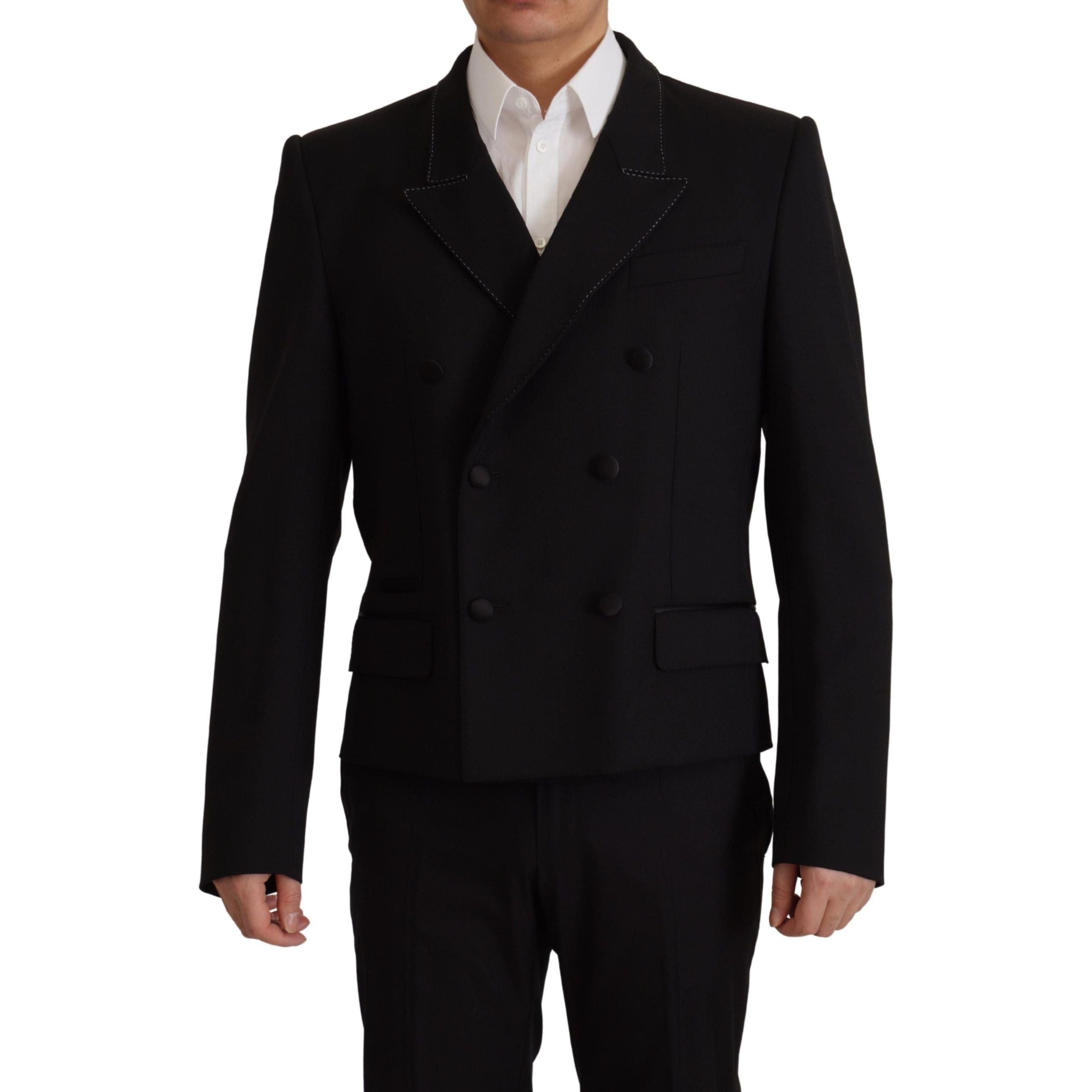Dolce & Gabbana Black Wool Double Breasted Blazer