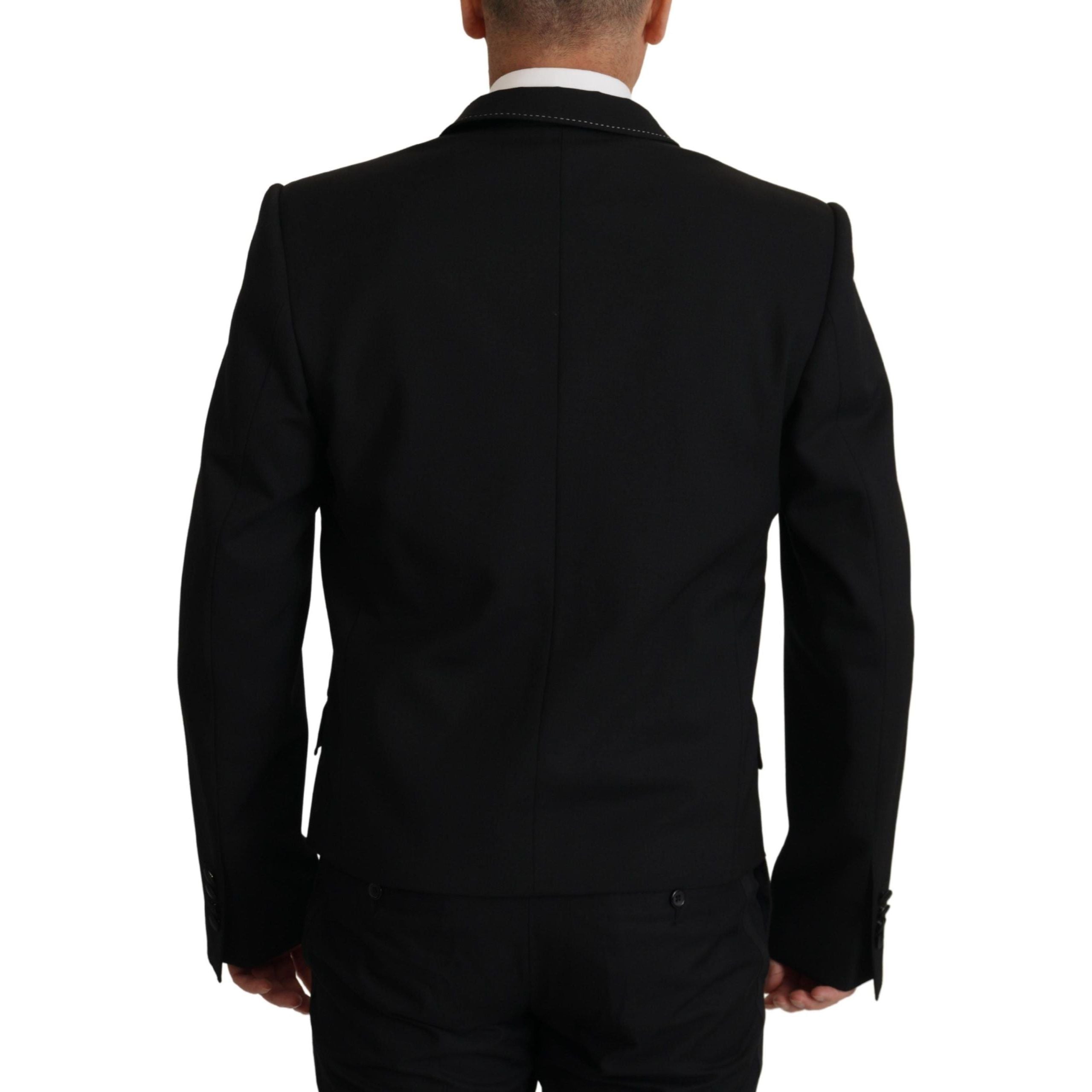 Dolce & Gabbana Black Wool Double Breasted Blazer
